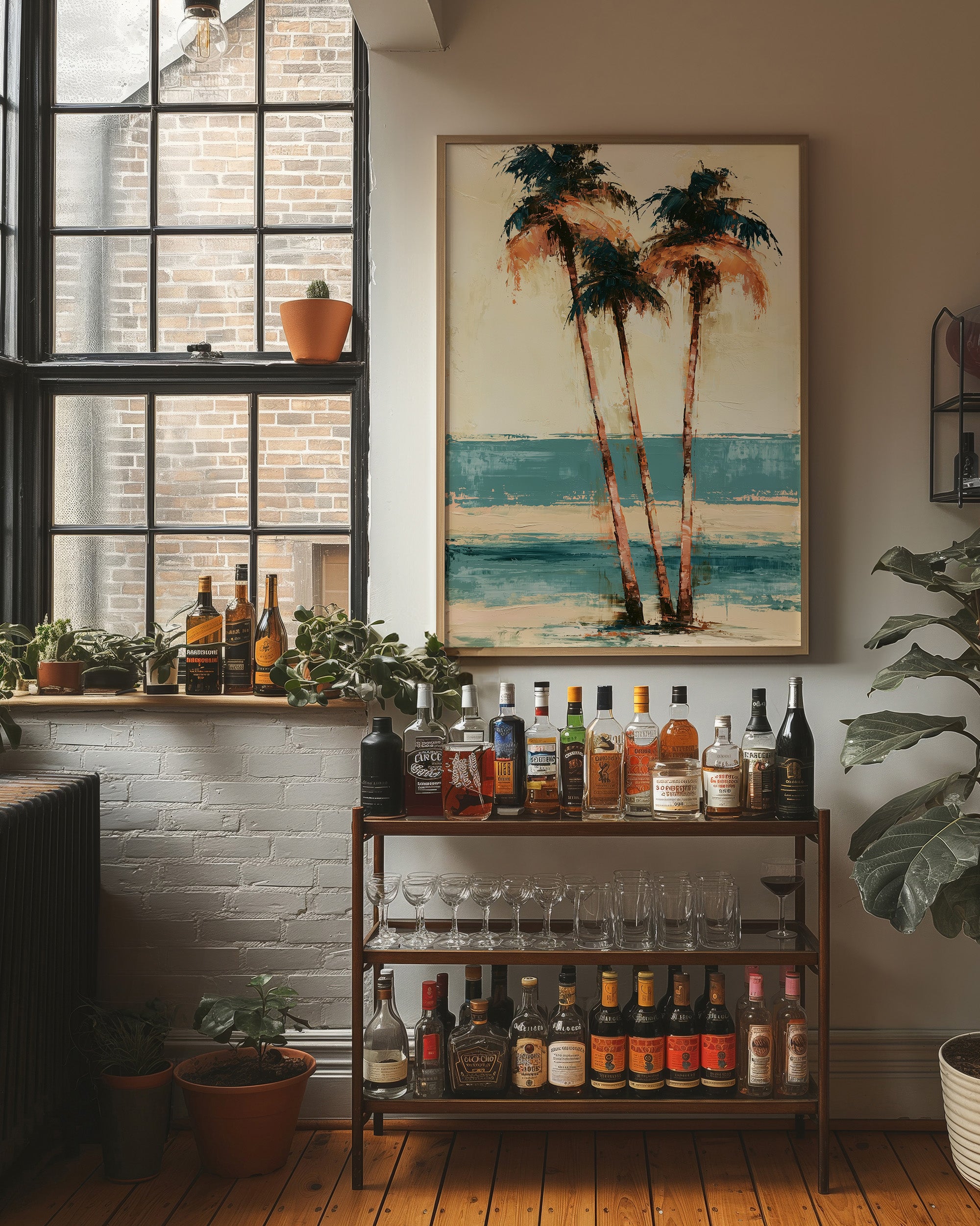 Palms Painted in Palette Knife Gold