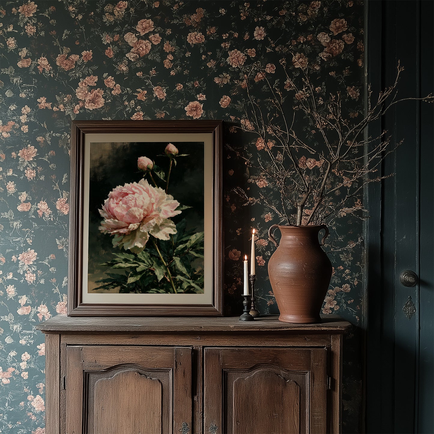 Peony Leans, Two Buds Reach