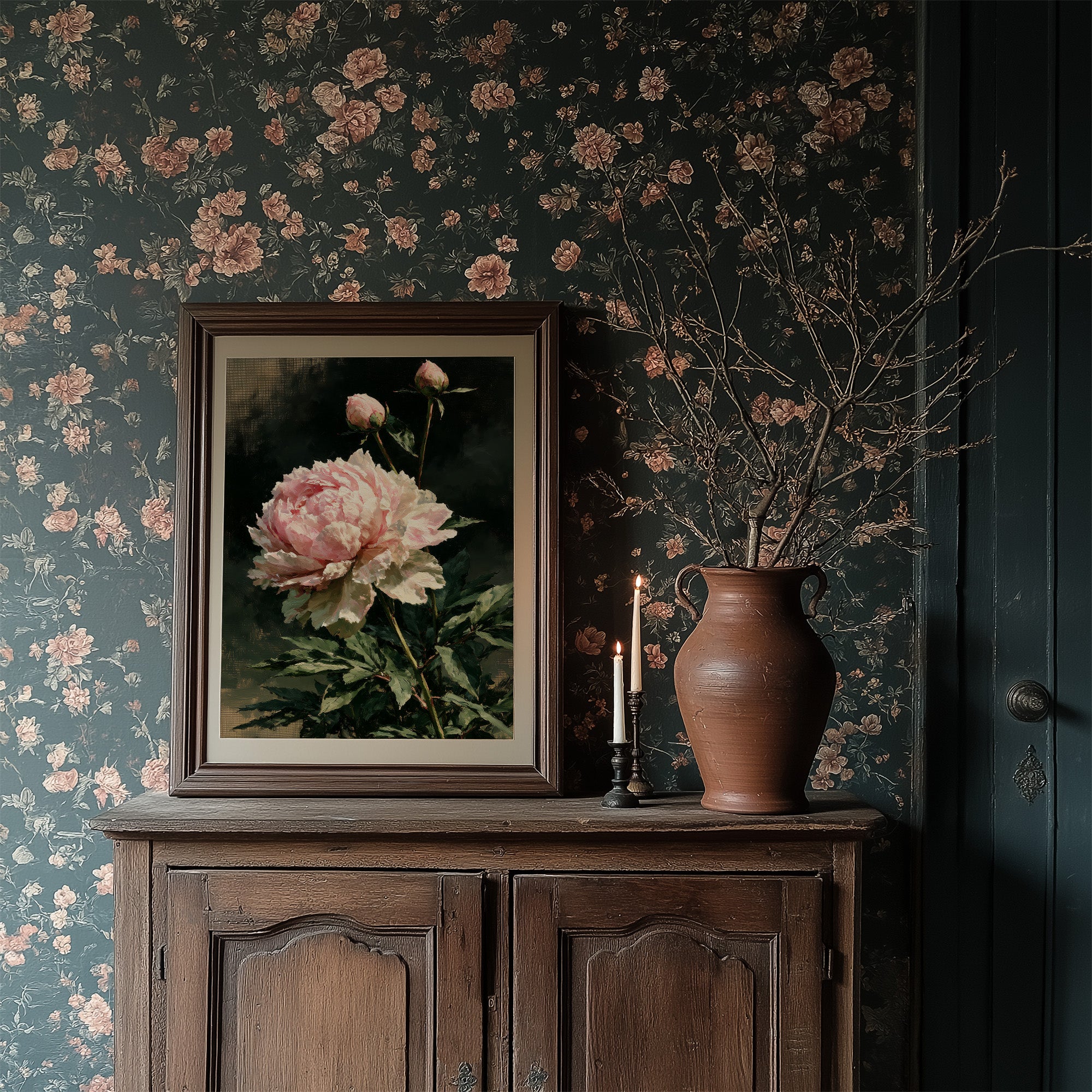 Peony Leans, Two Buds Reach