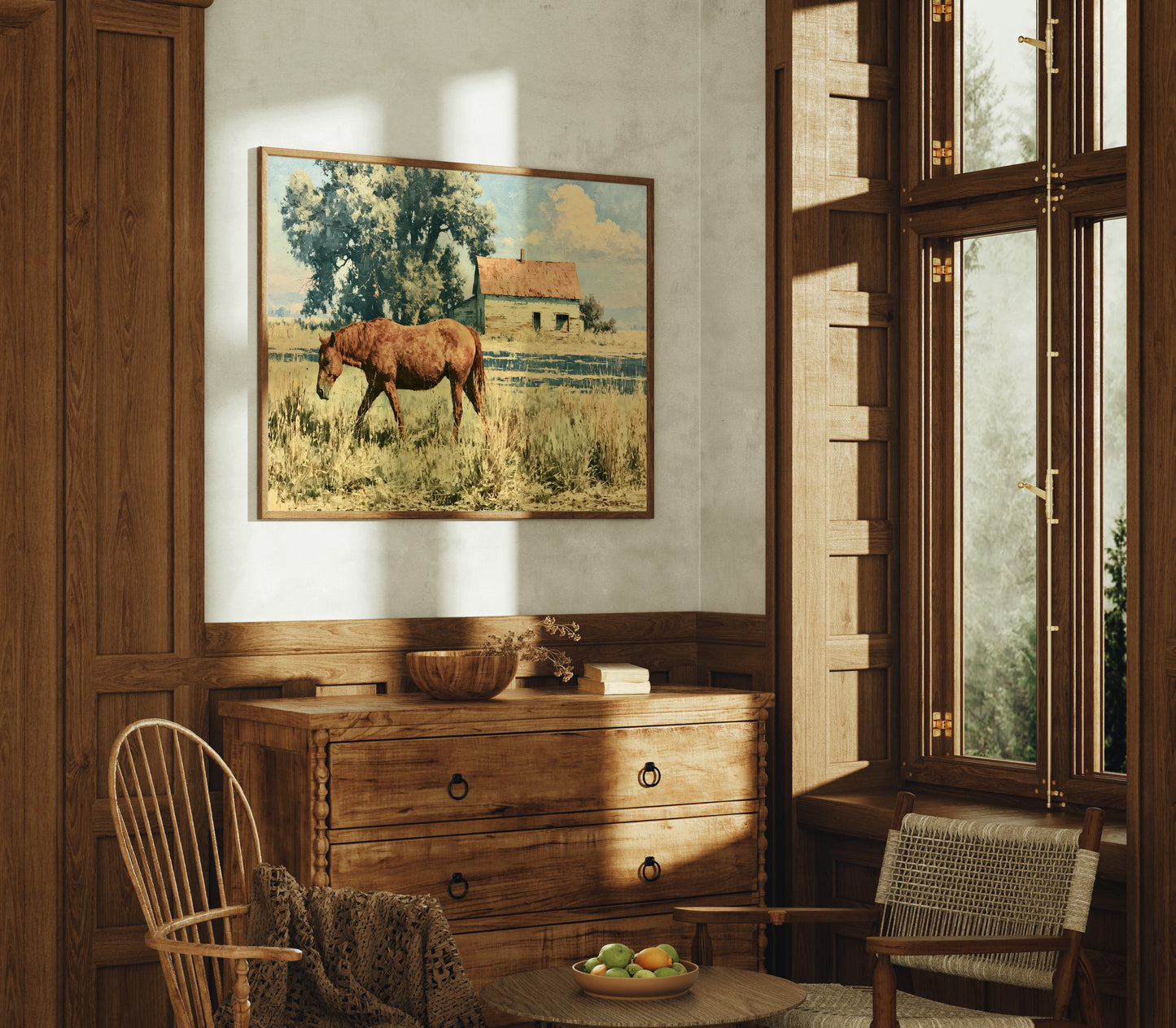 Chestnut Mare Beside the Old Homestead