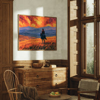 Cowboy Beneath the Crimson Sky