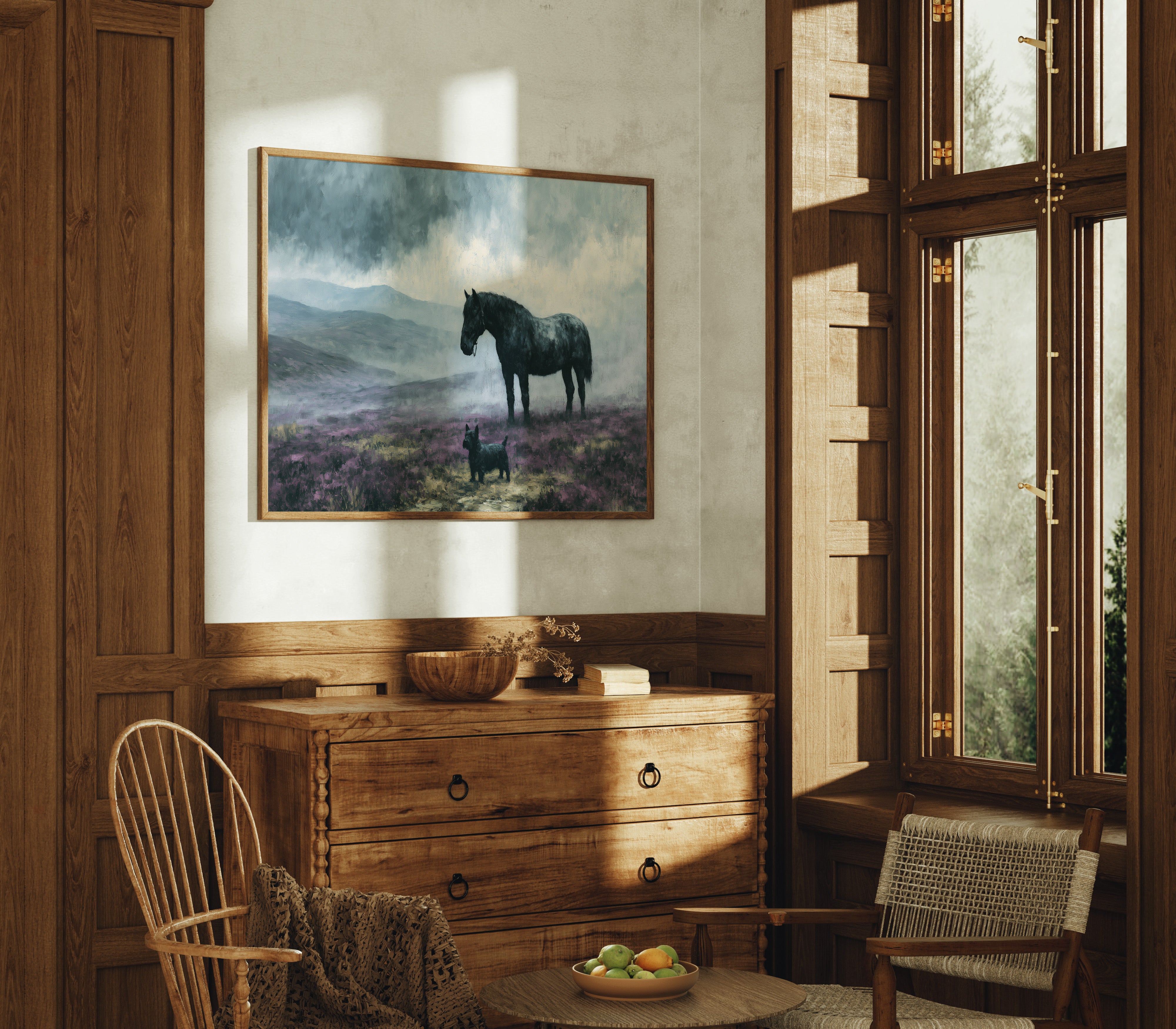 Pony and Terrier on the Misty Moor