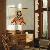 Confident Gaze, Coral Western Shirt