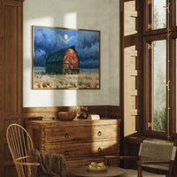 Old Red Barn Under Moonlight