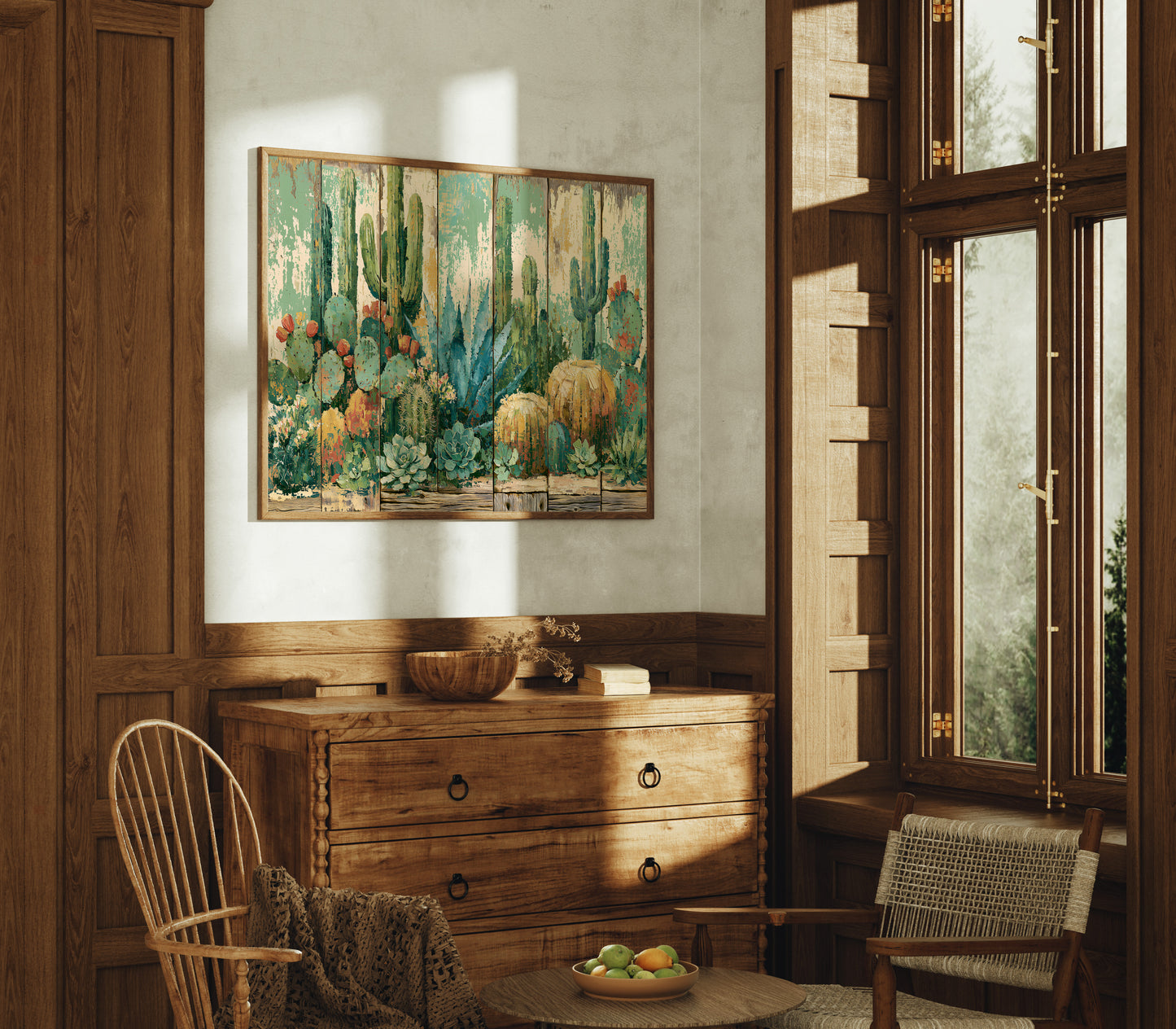 Desert Garden on Weathered Wood