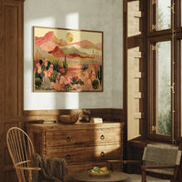 Blooming Desert Under Golden Moon