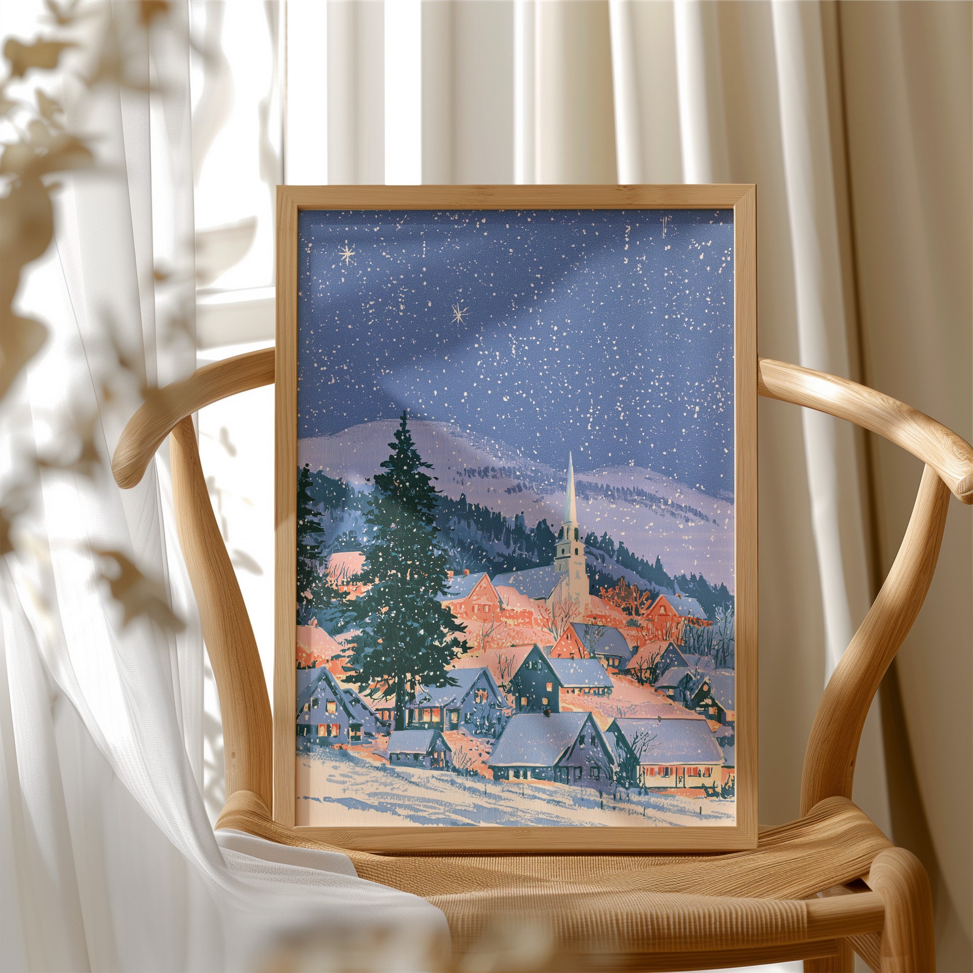 Starlit Village Below