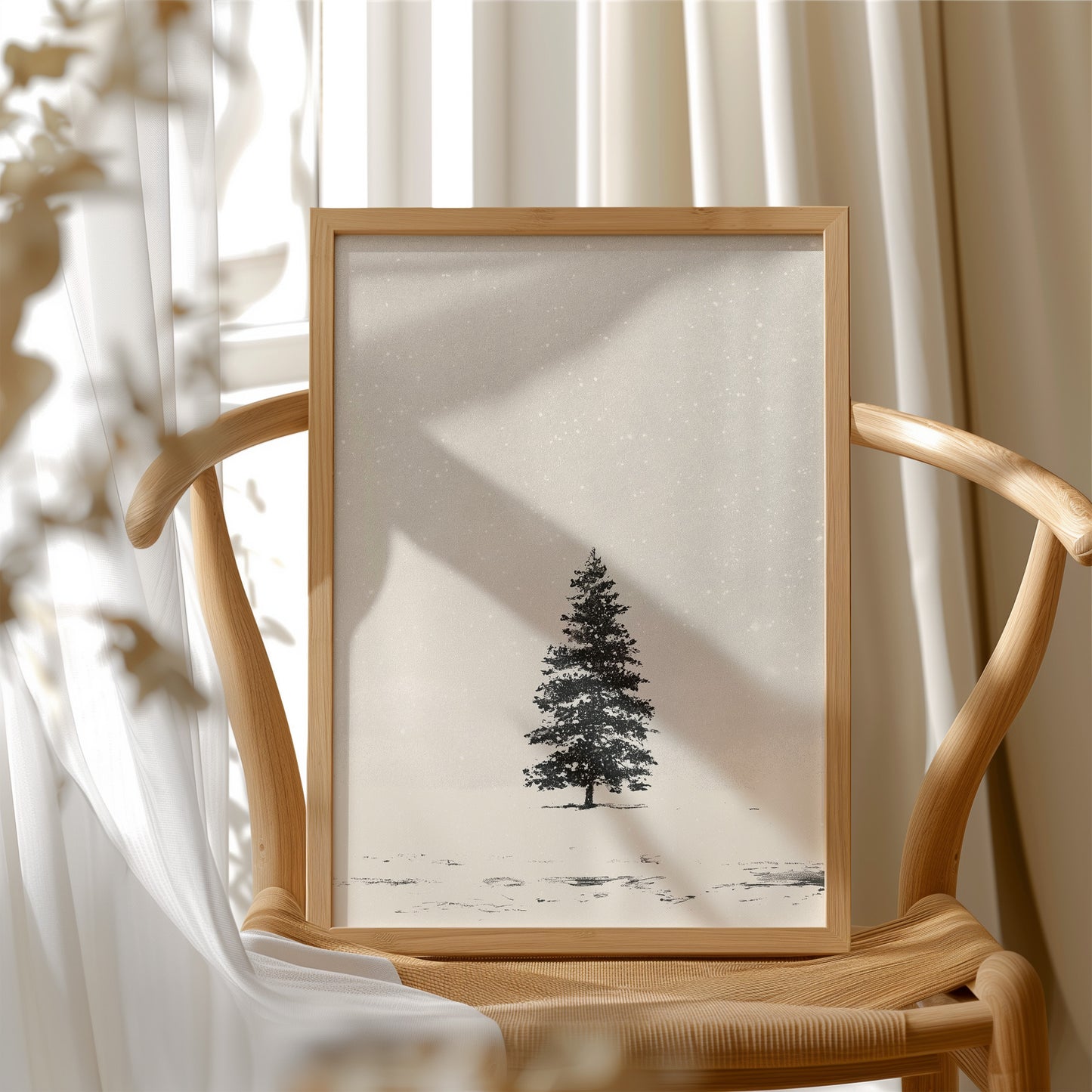 Solitary Pine in Snowfall