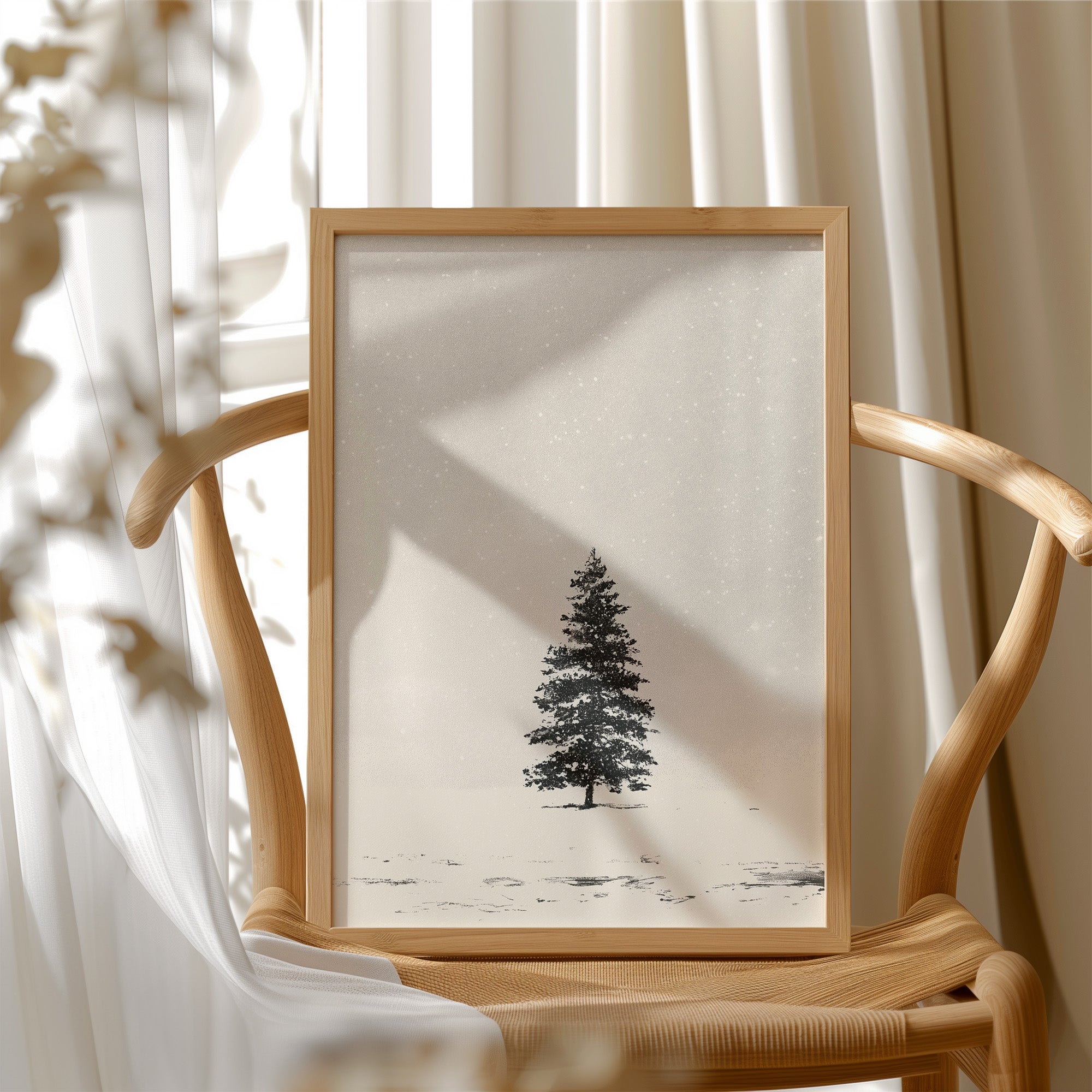 Solitary Pine in Snowfall