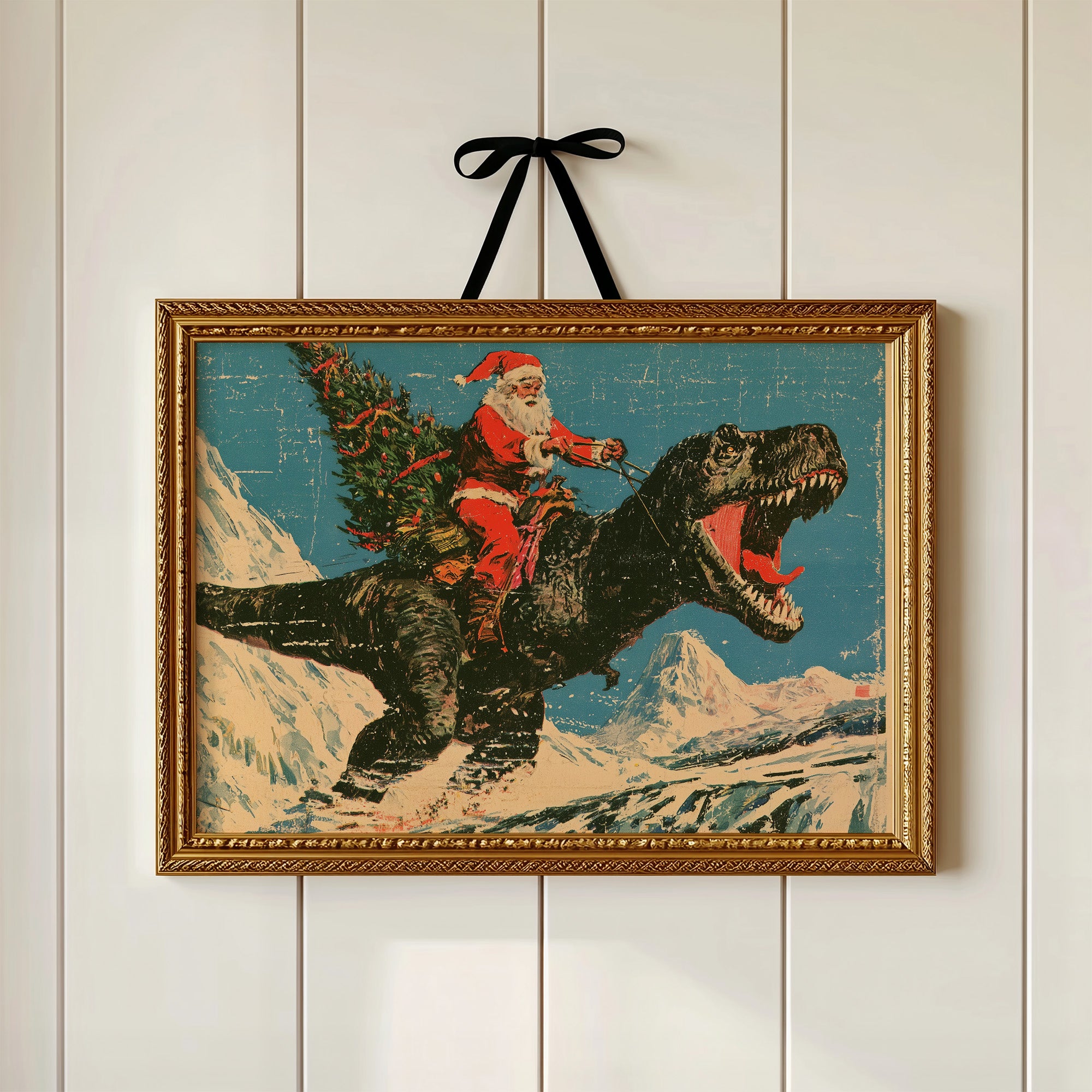 Santa Rides a T-Rex