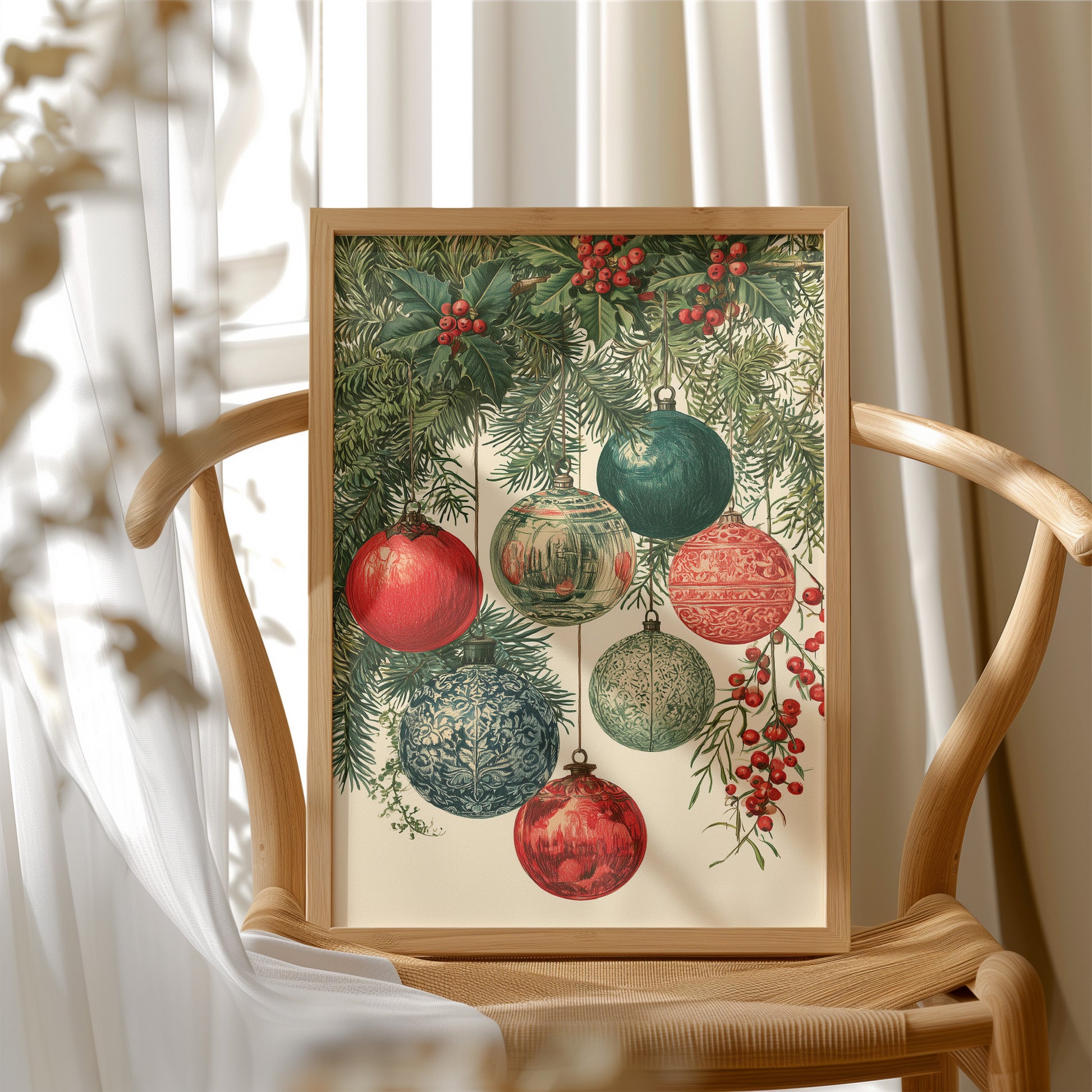 Vintage Glass Ornaments & Holly