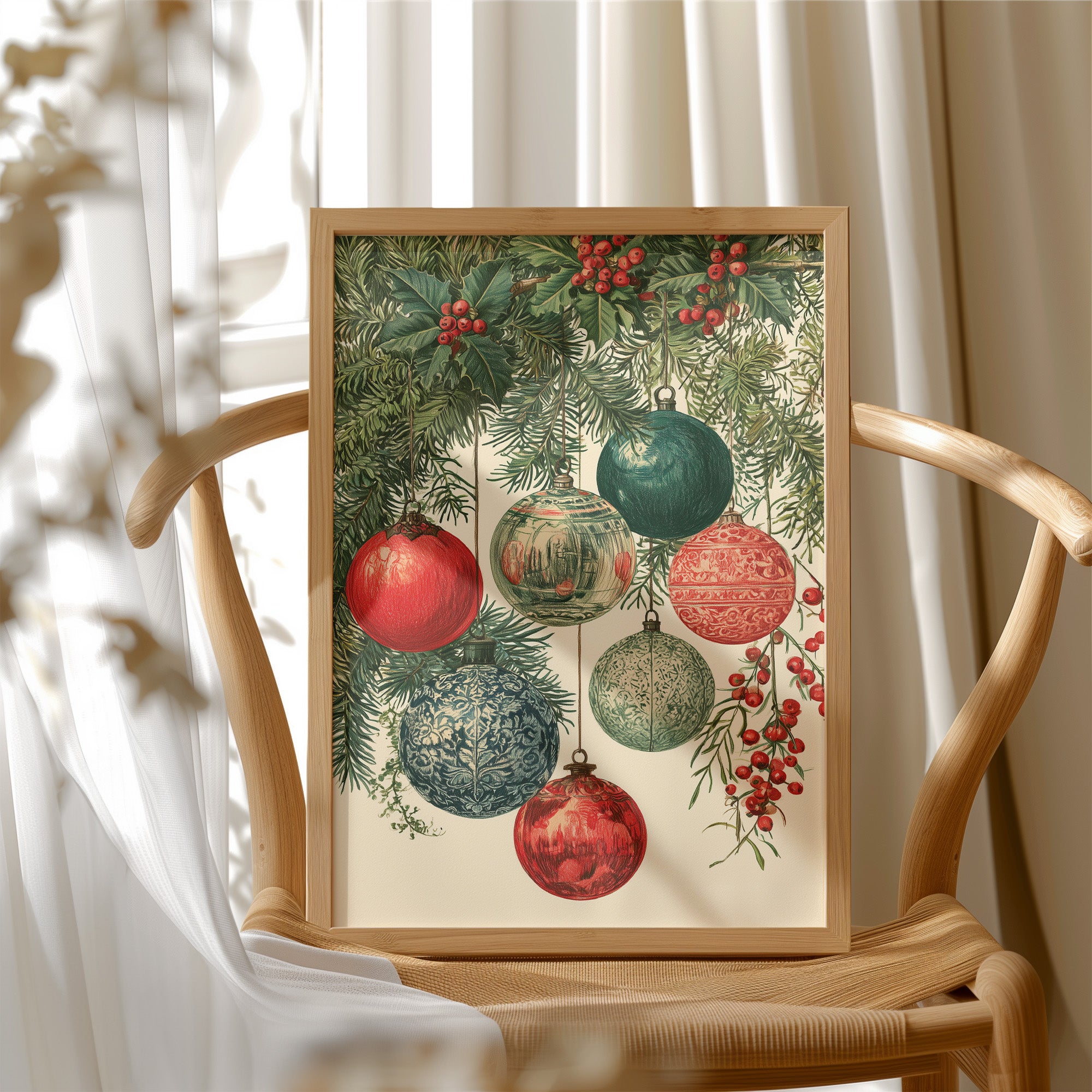 Vintage Glass Ornaments & Holly