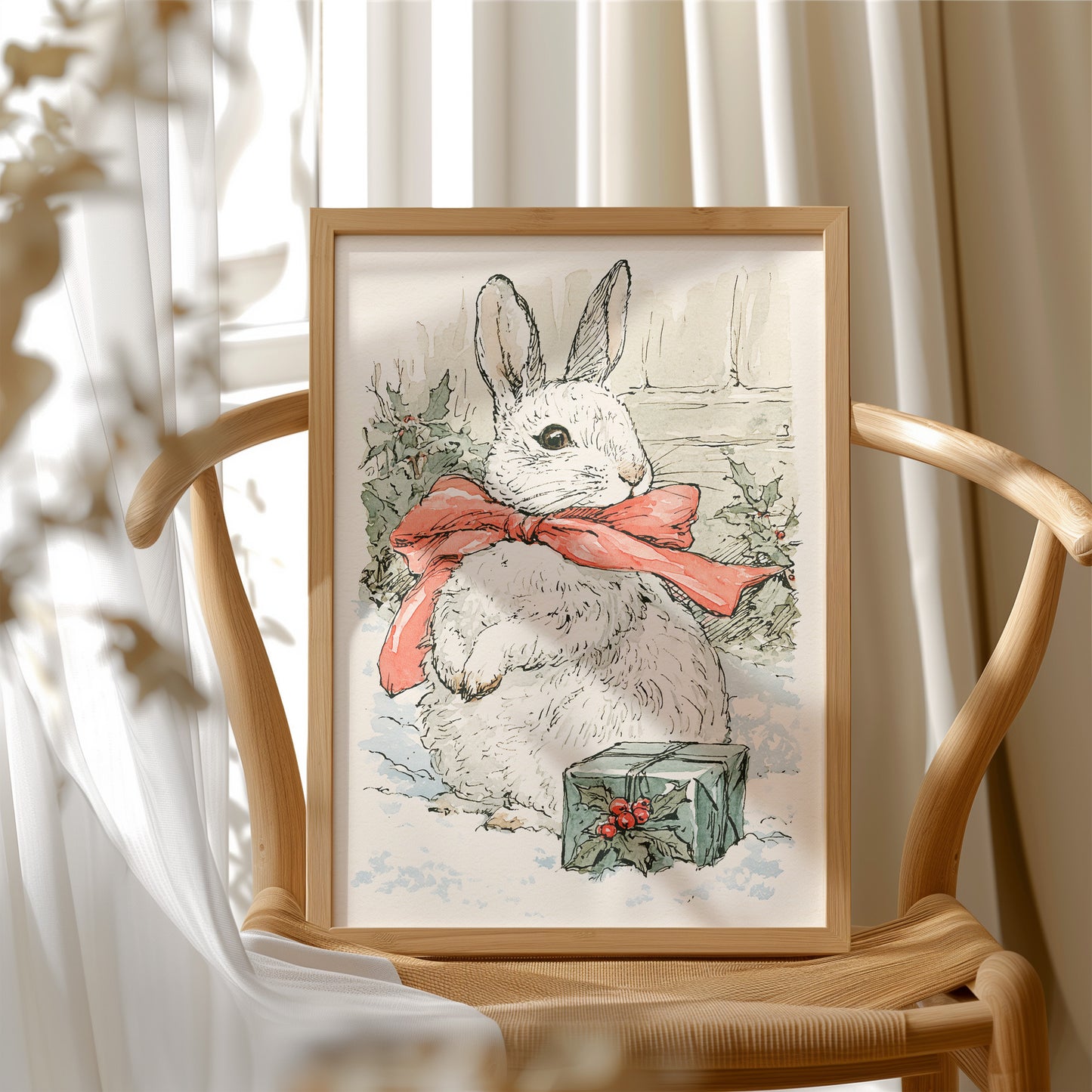 Storybook Bunny in a Red Bow