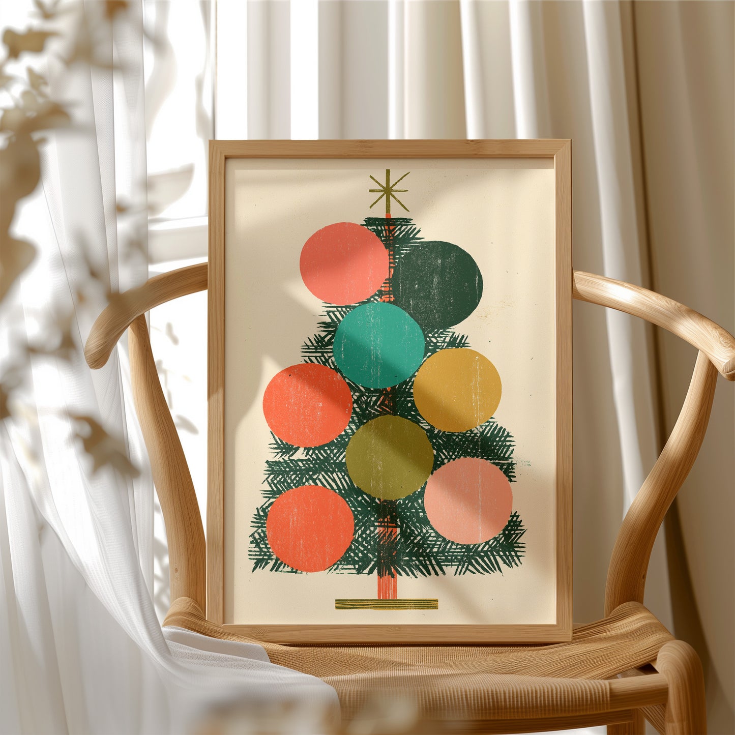 Block Print Tree, Star on Top