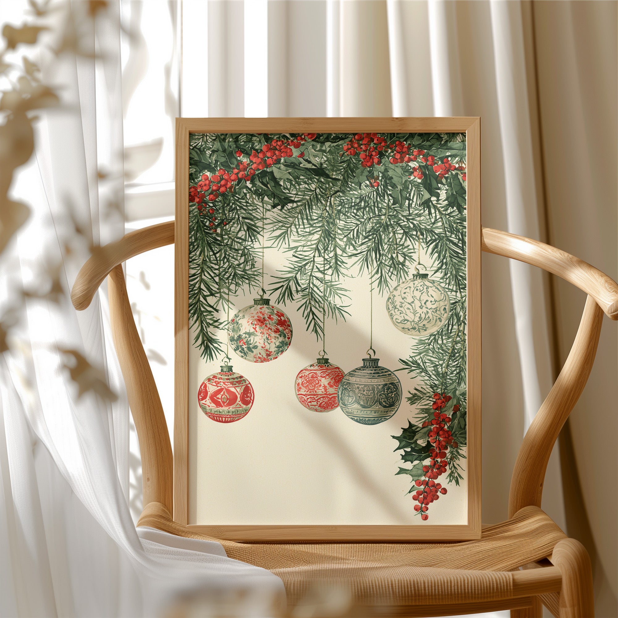 Patterned Baubles, Holly Framed
