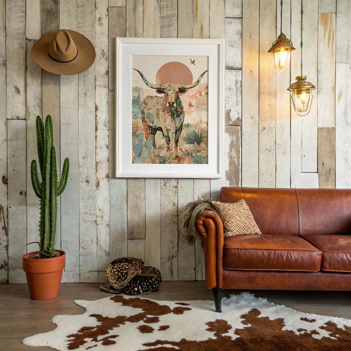 Longhorn Botanical Sunset Collage