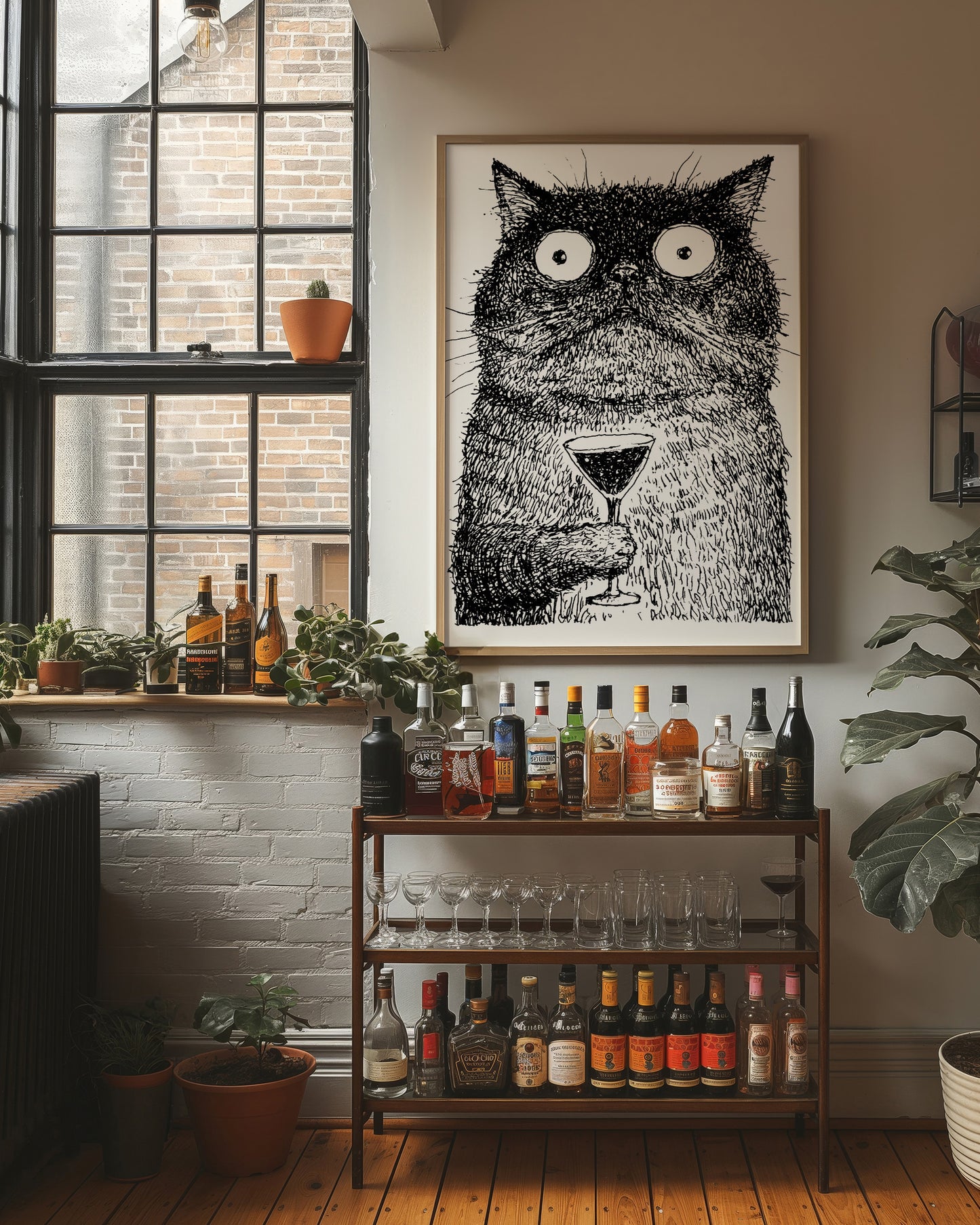 Feral Cat Holding Martini