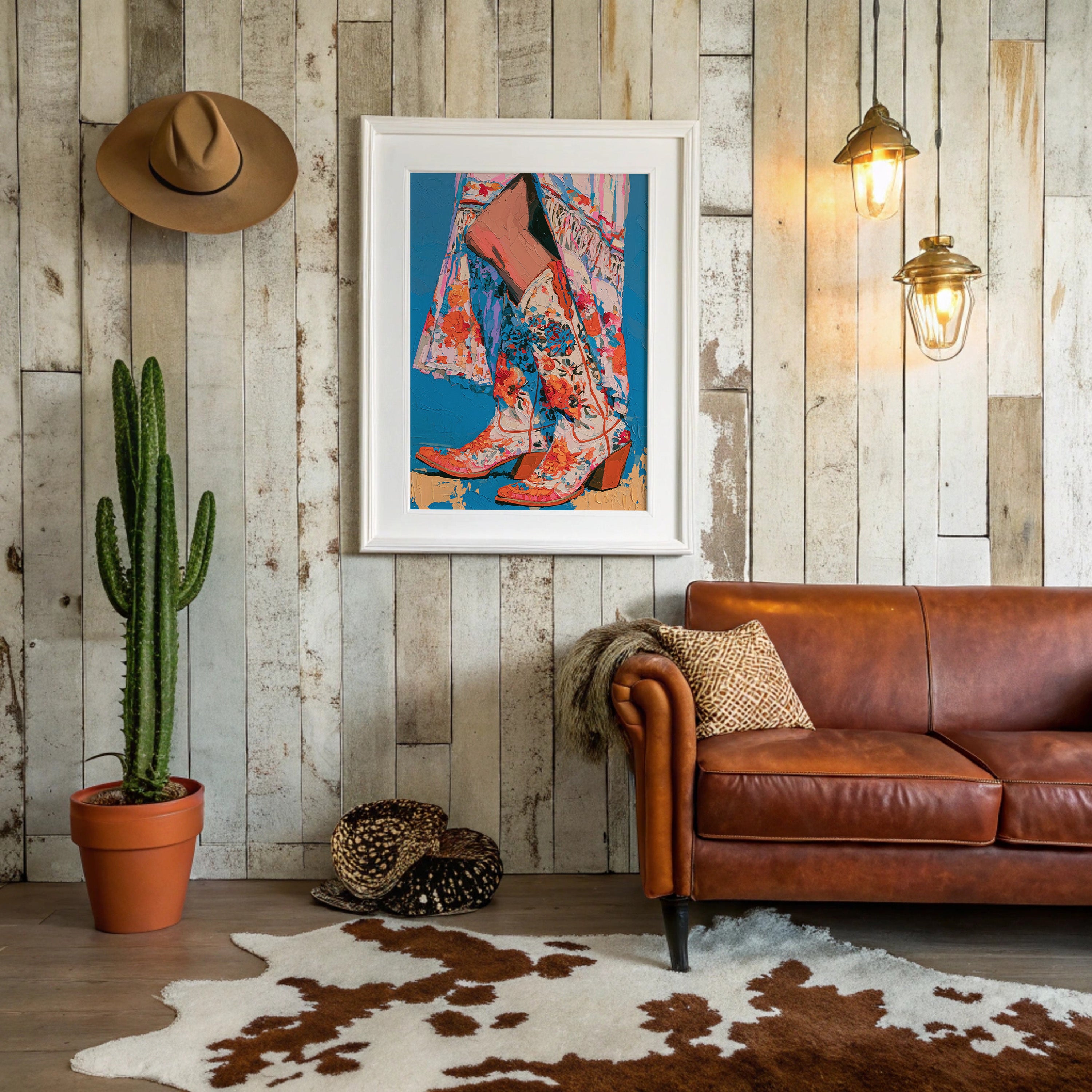 Floral Cowboy Boots Impasto Study