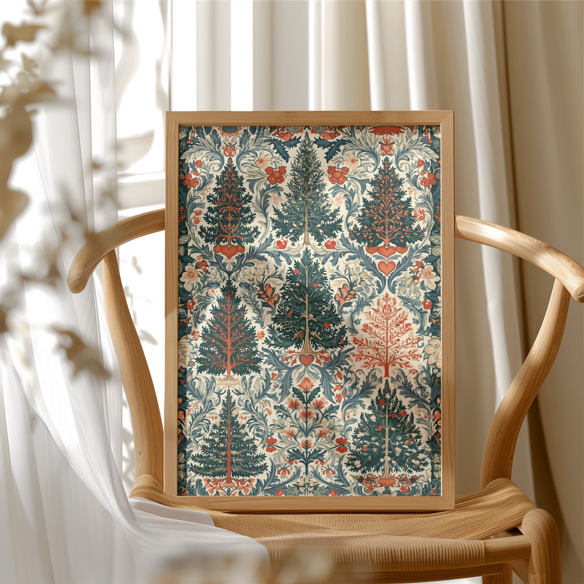 William Morris Style Pine Trees