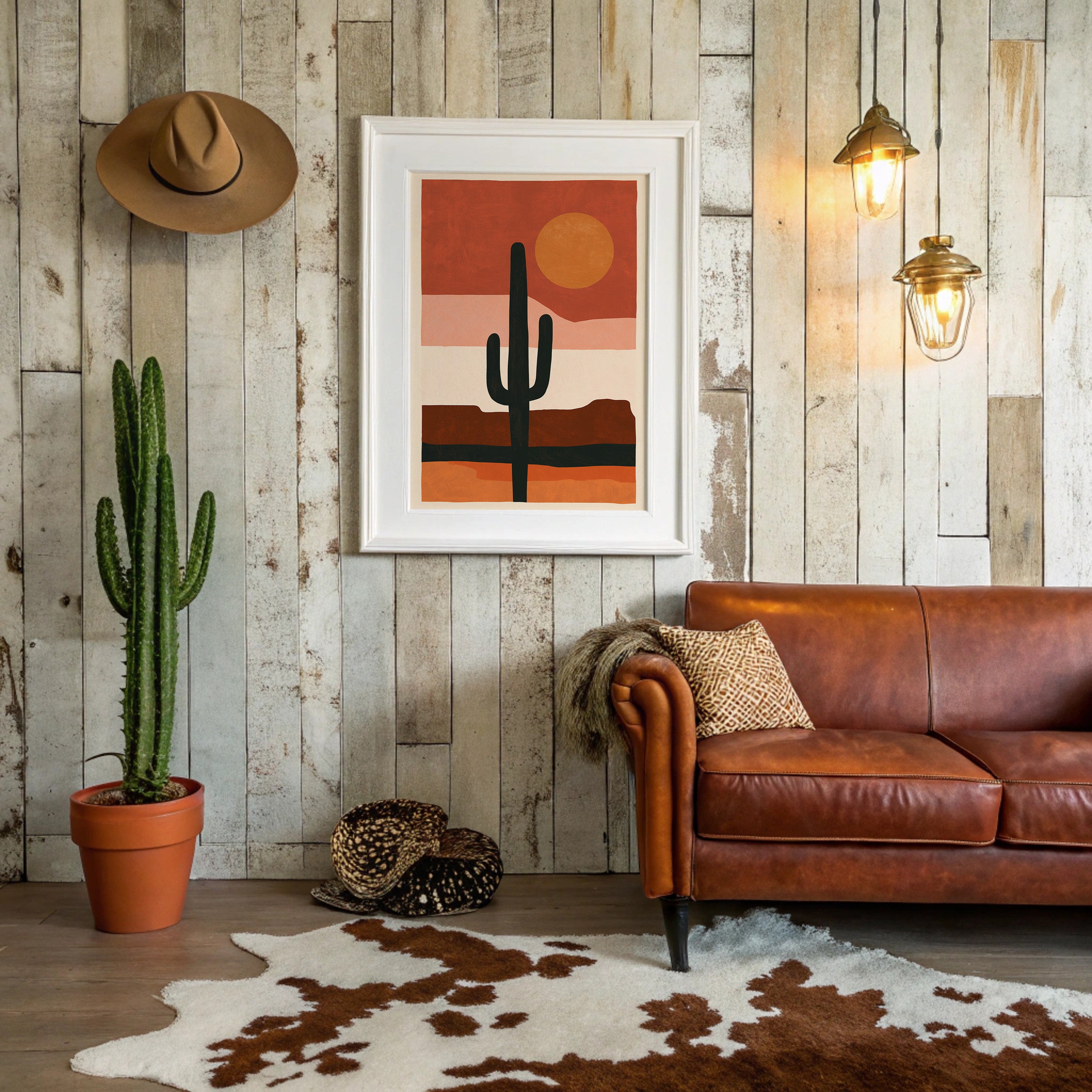 Minimalist Saguaro Sunset Silhouette