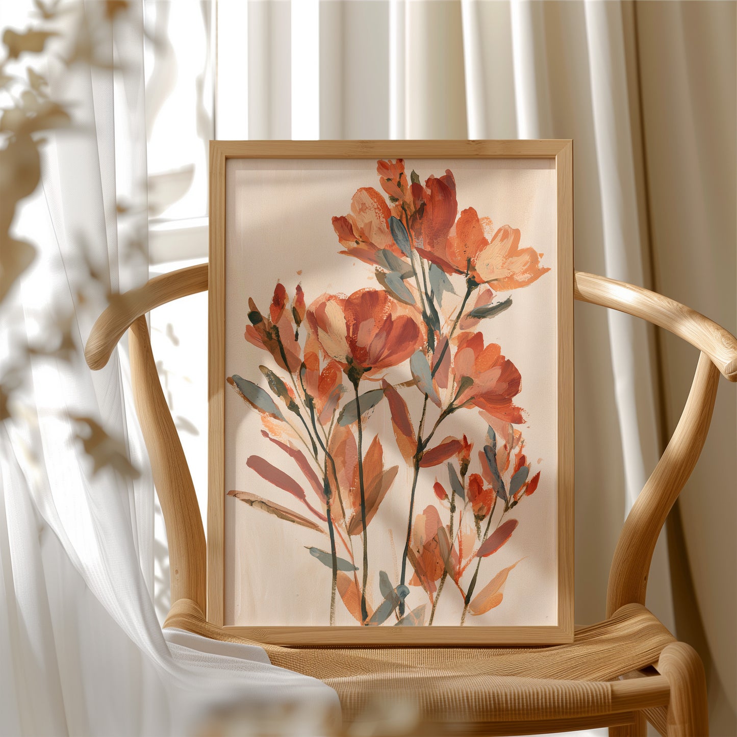 Terracotta Poppy Abstract Bouquet