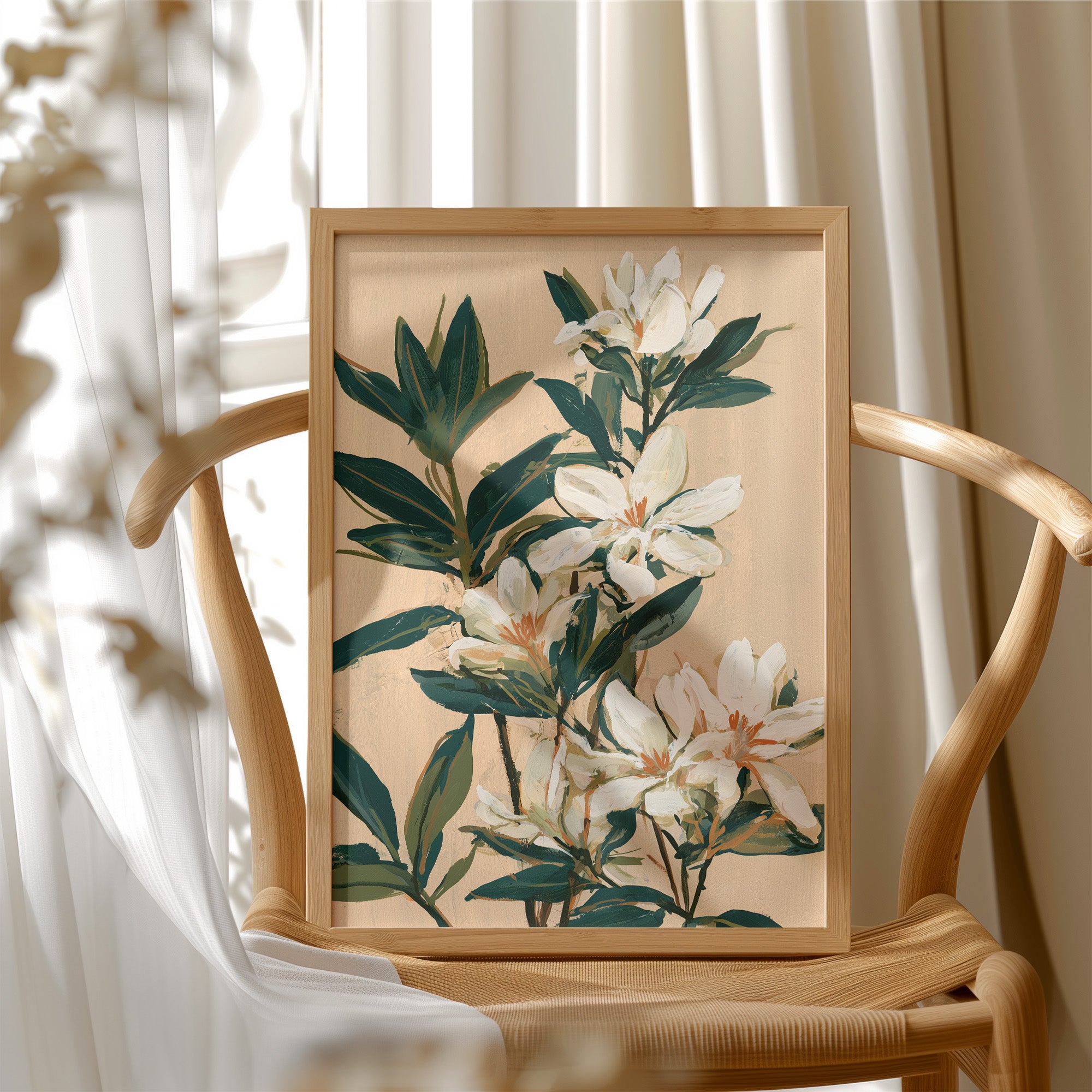 White Lily Botanical Painting