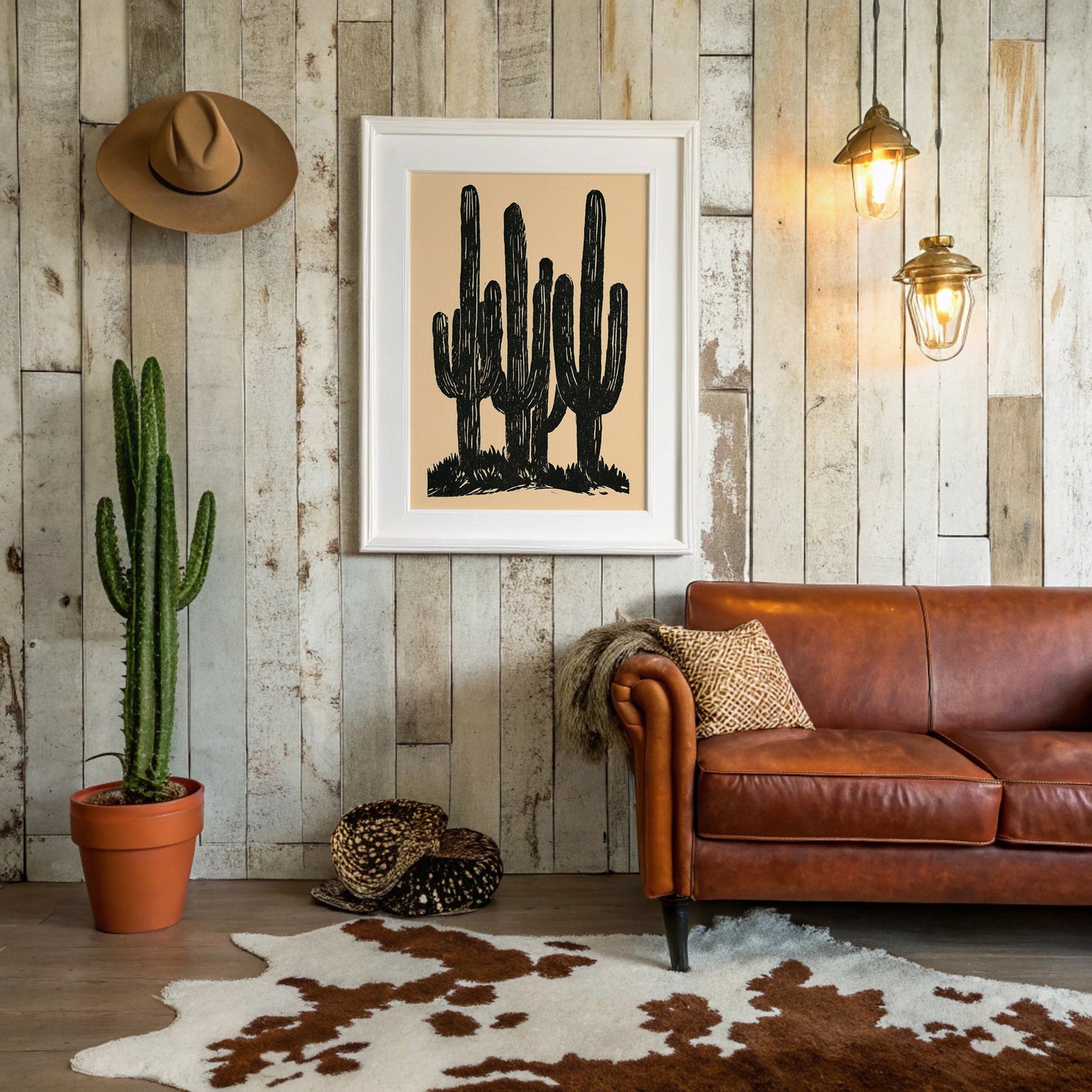 Saguaro Silhouettes At Dusk