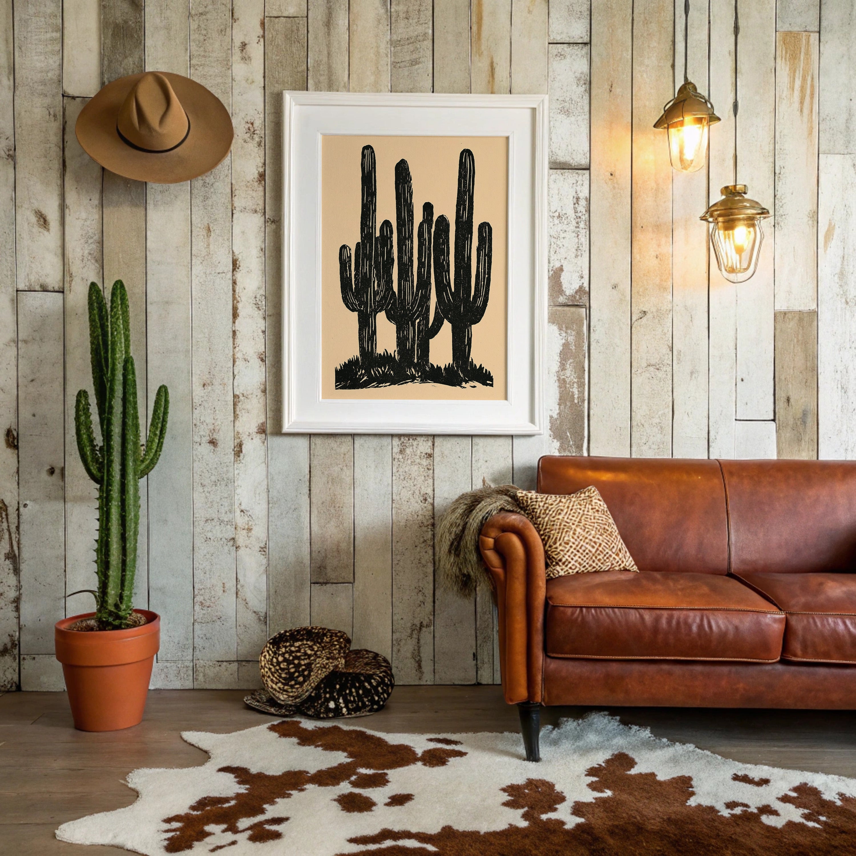 Saguaro Silhouettes At Dusk