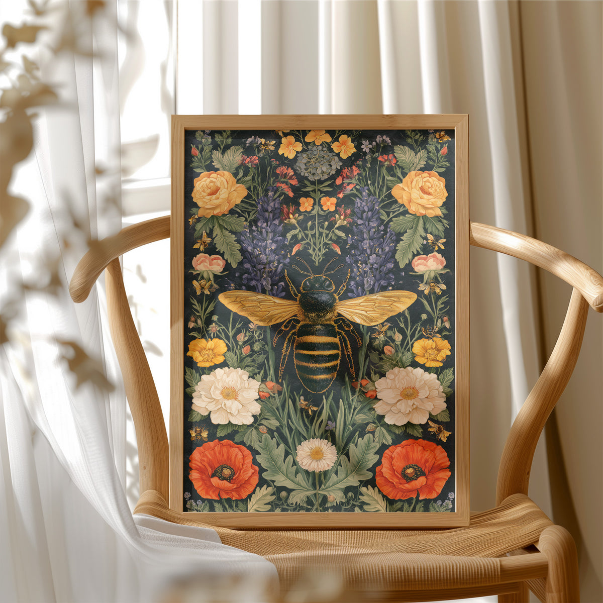 Full Buffet: Bee Among Poppies and Peonies