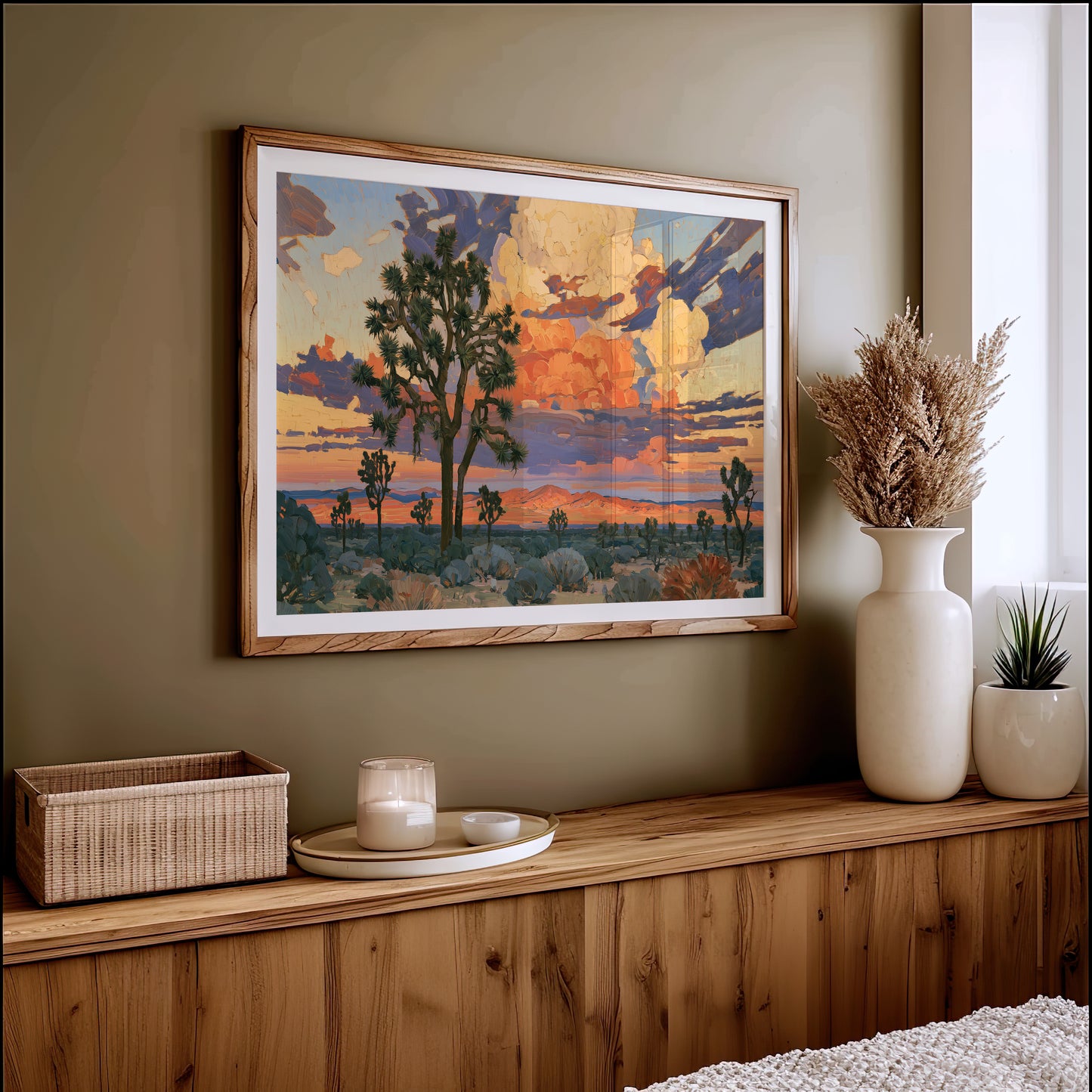 Joshua Trees At Blaze Hour