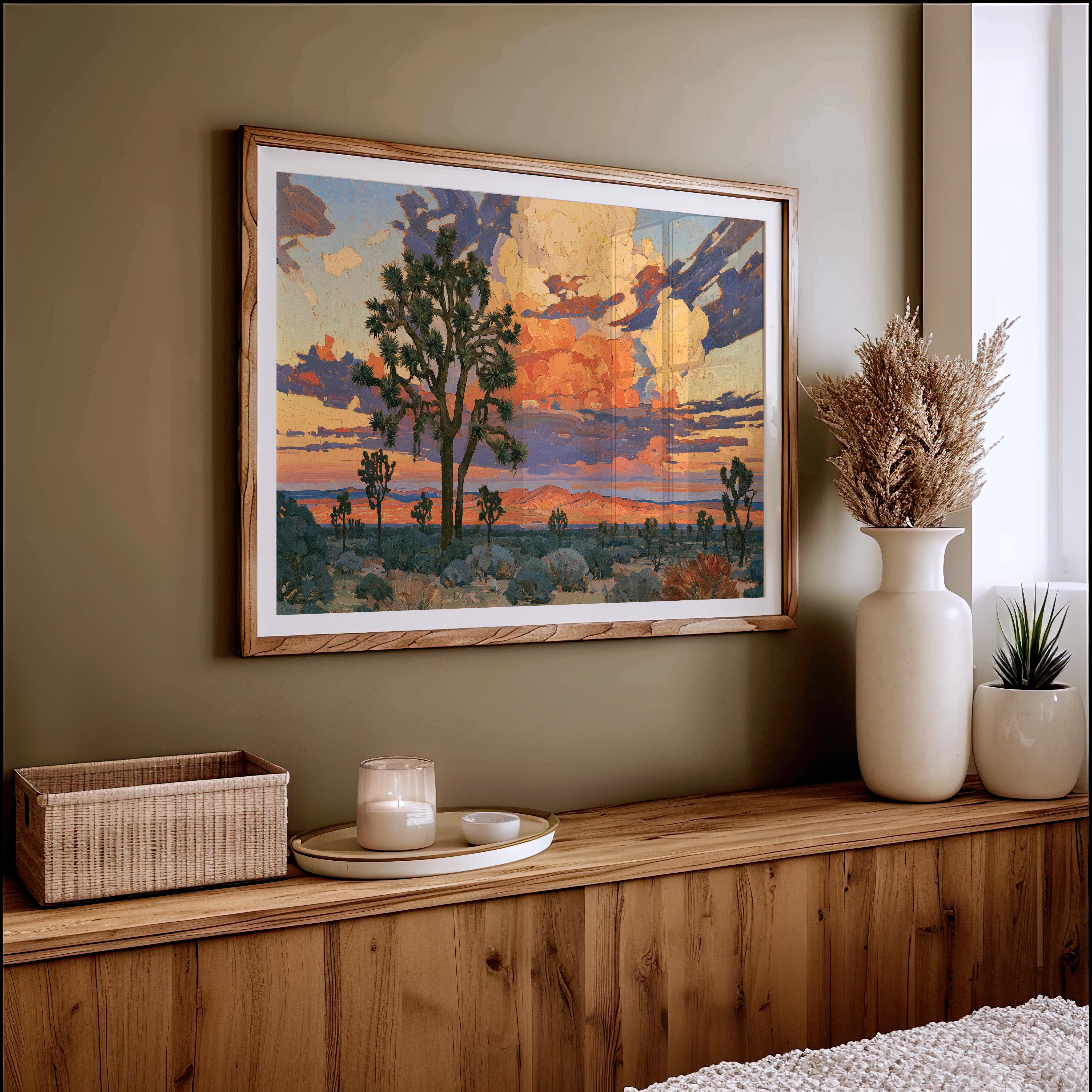 Joshua Trees At Blaze Hour