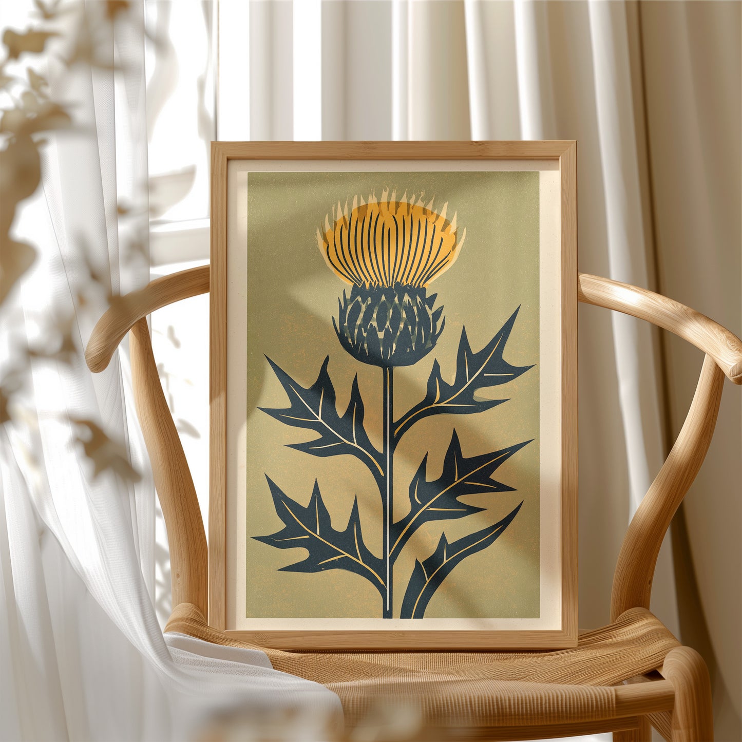 Thistle Woodblock Silhouette