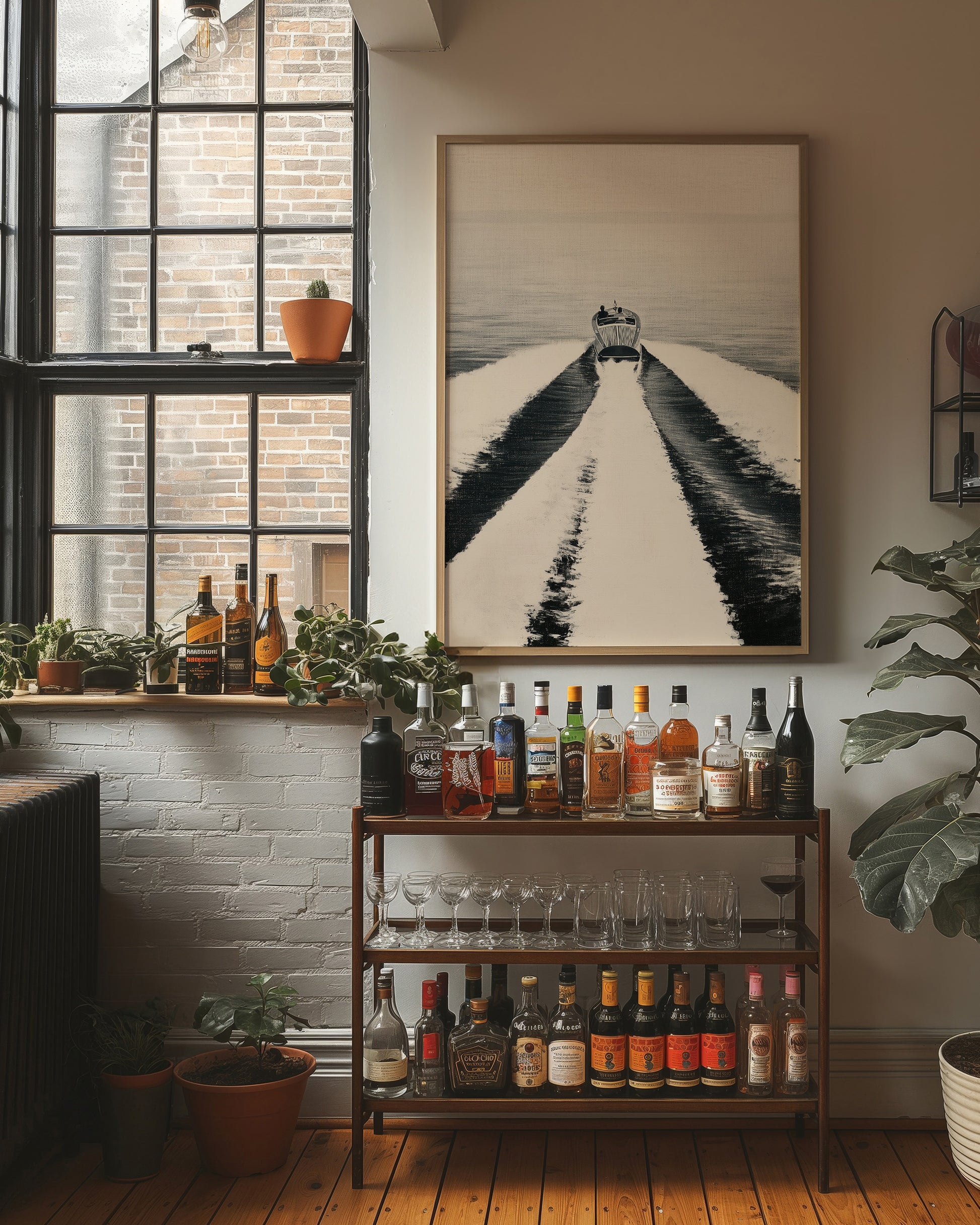 Vintage Speedboat Wake