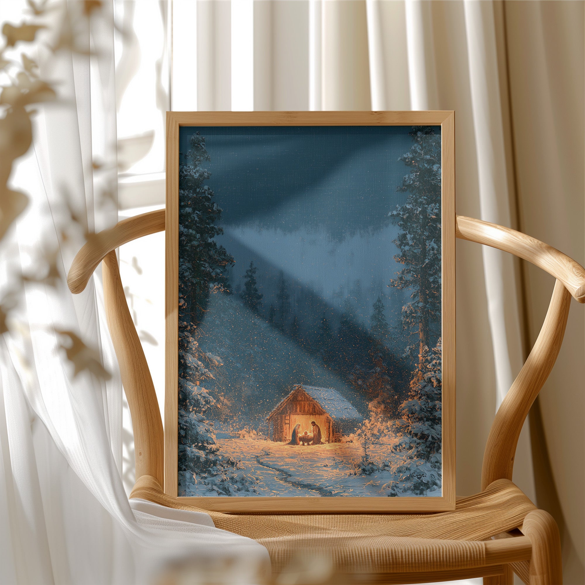 Manger in the Snowy Pines