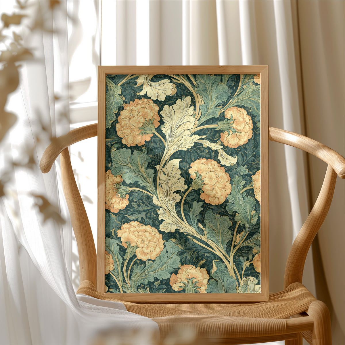 William Morris Style: Golden Carnations