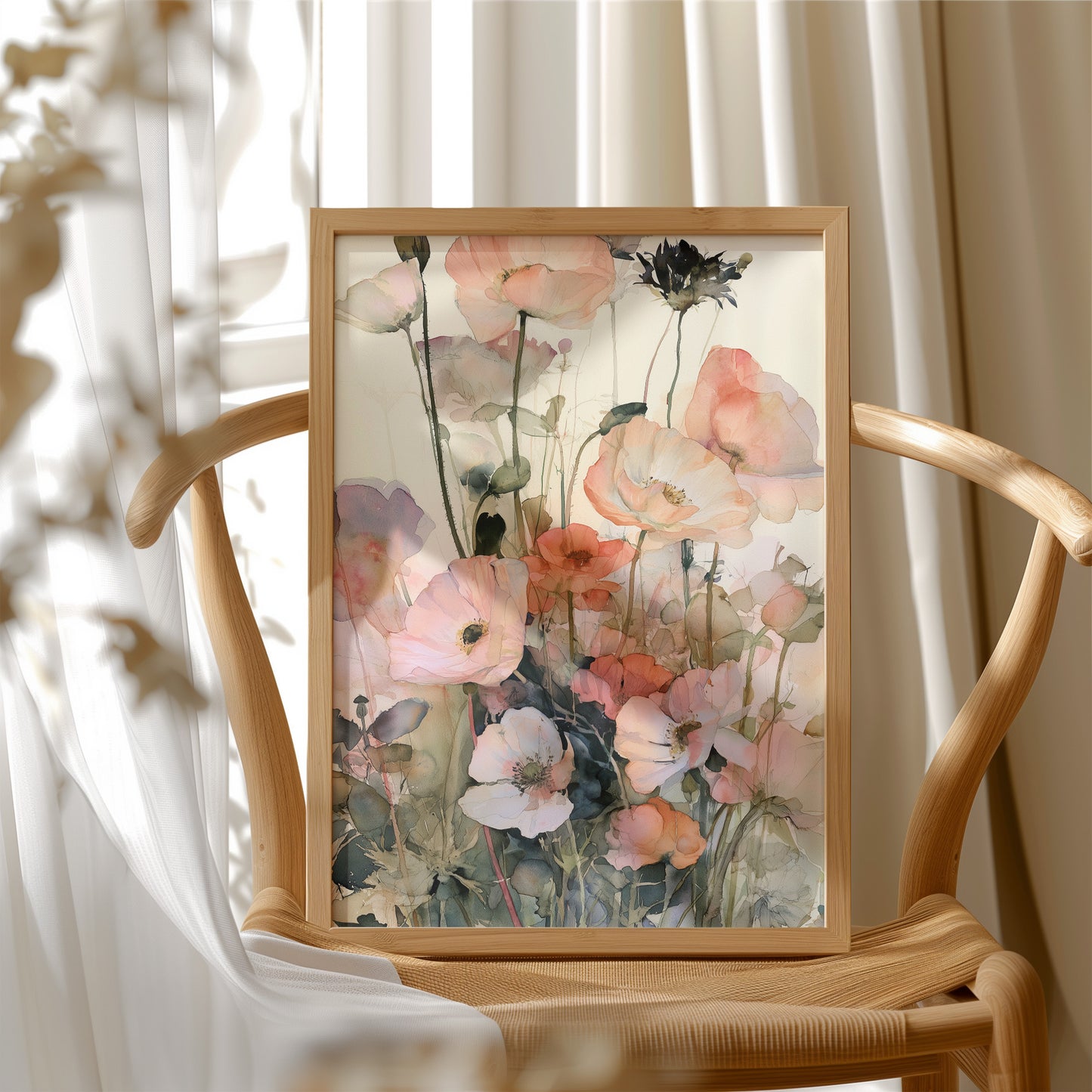 Poppies in Coral Wash