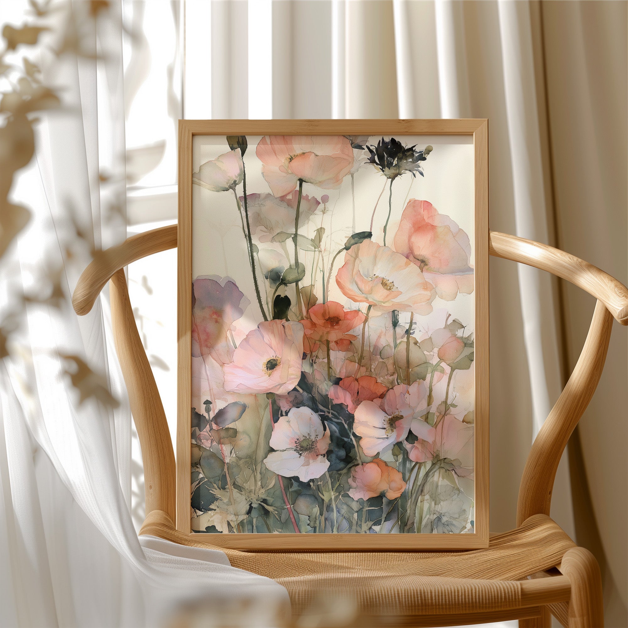 Poppies in Coral Wash