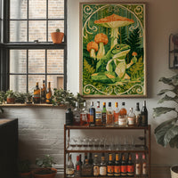 Forest Art Nouveau: Frog & Toadstool