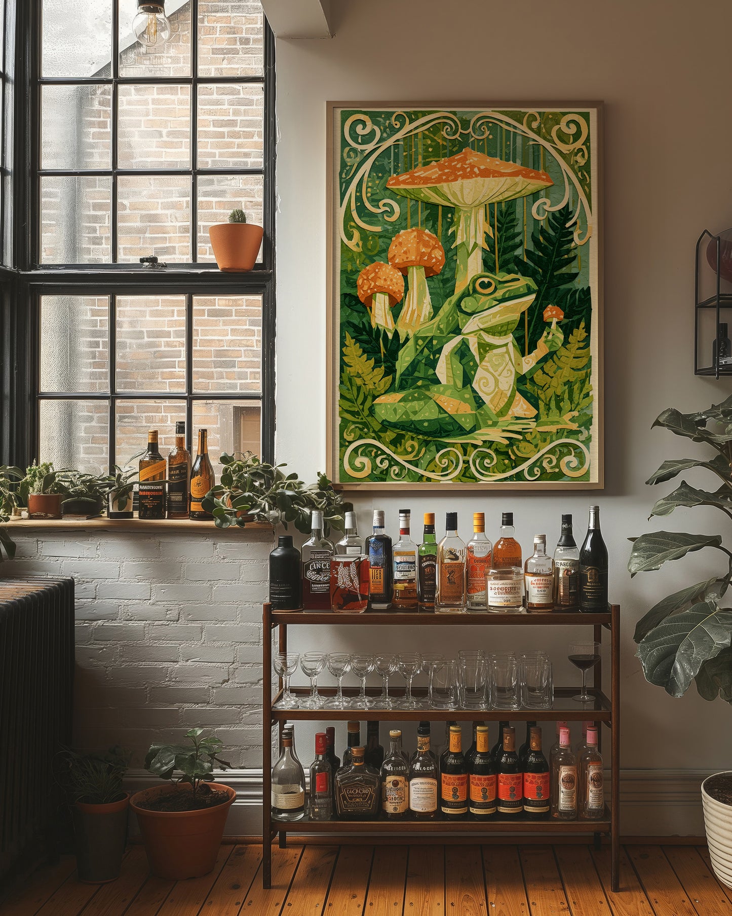 Forest Art Nouveau: Frog & Toadstool