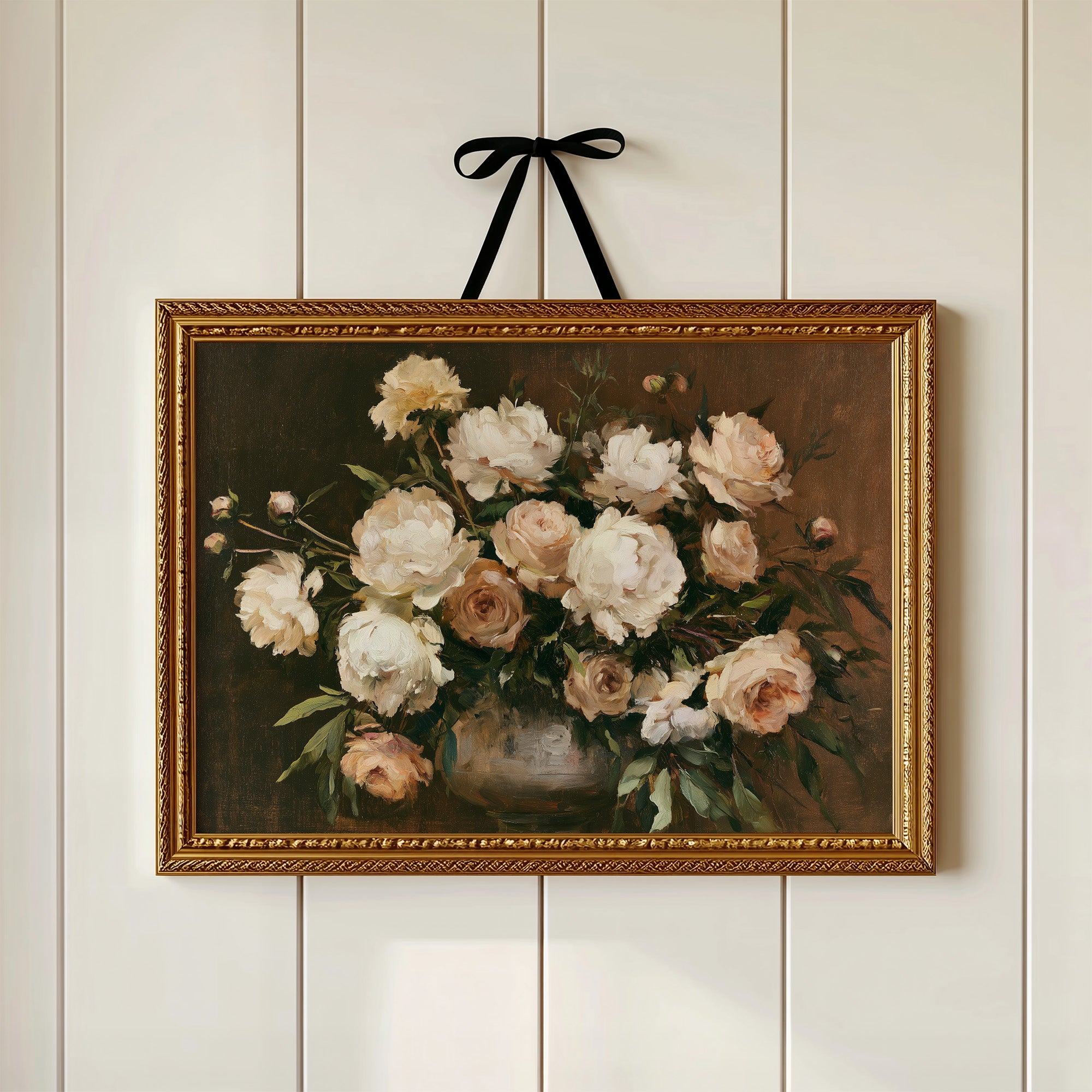 Roses and Peonies, Antique Vase