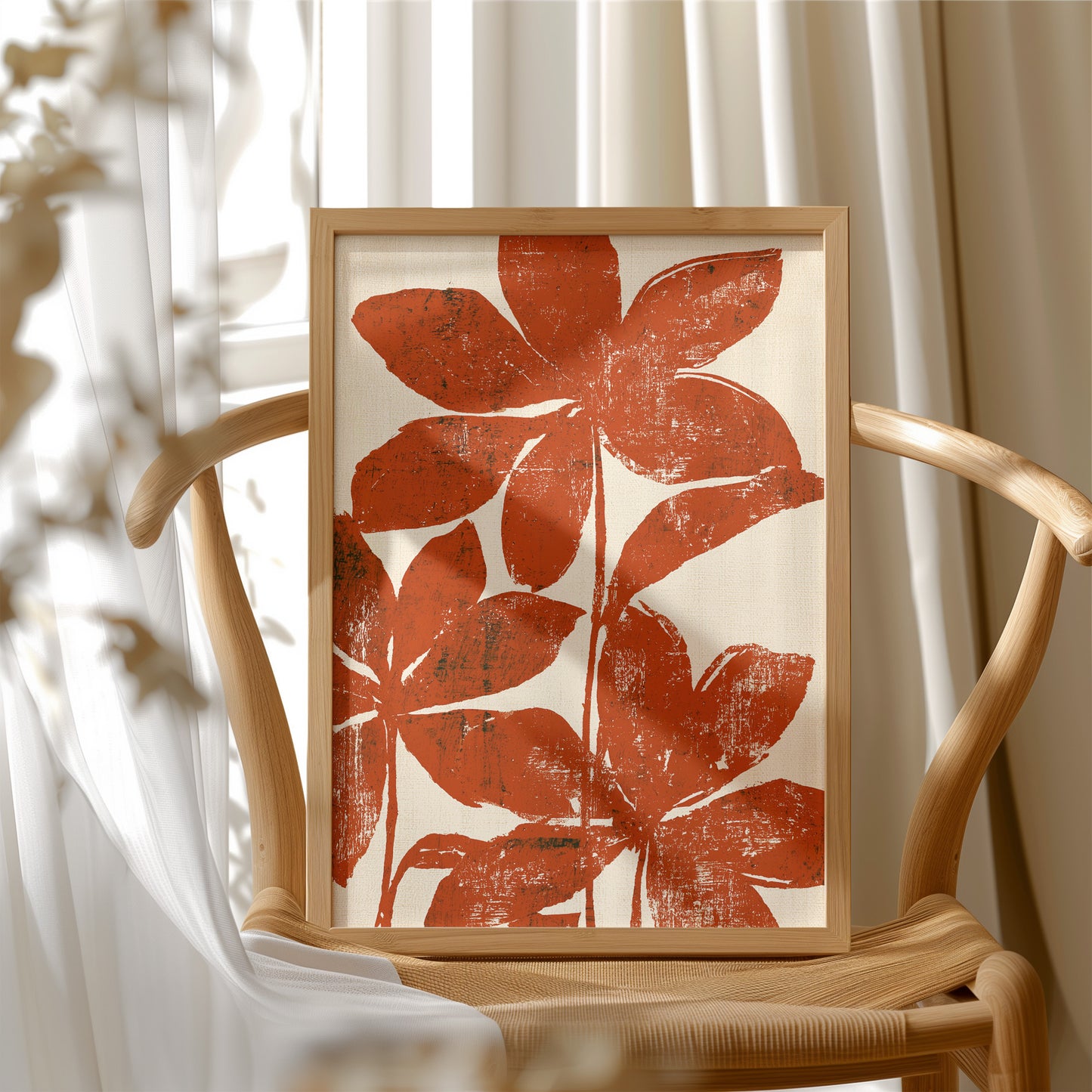 Rust Red Silhouette Blooms