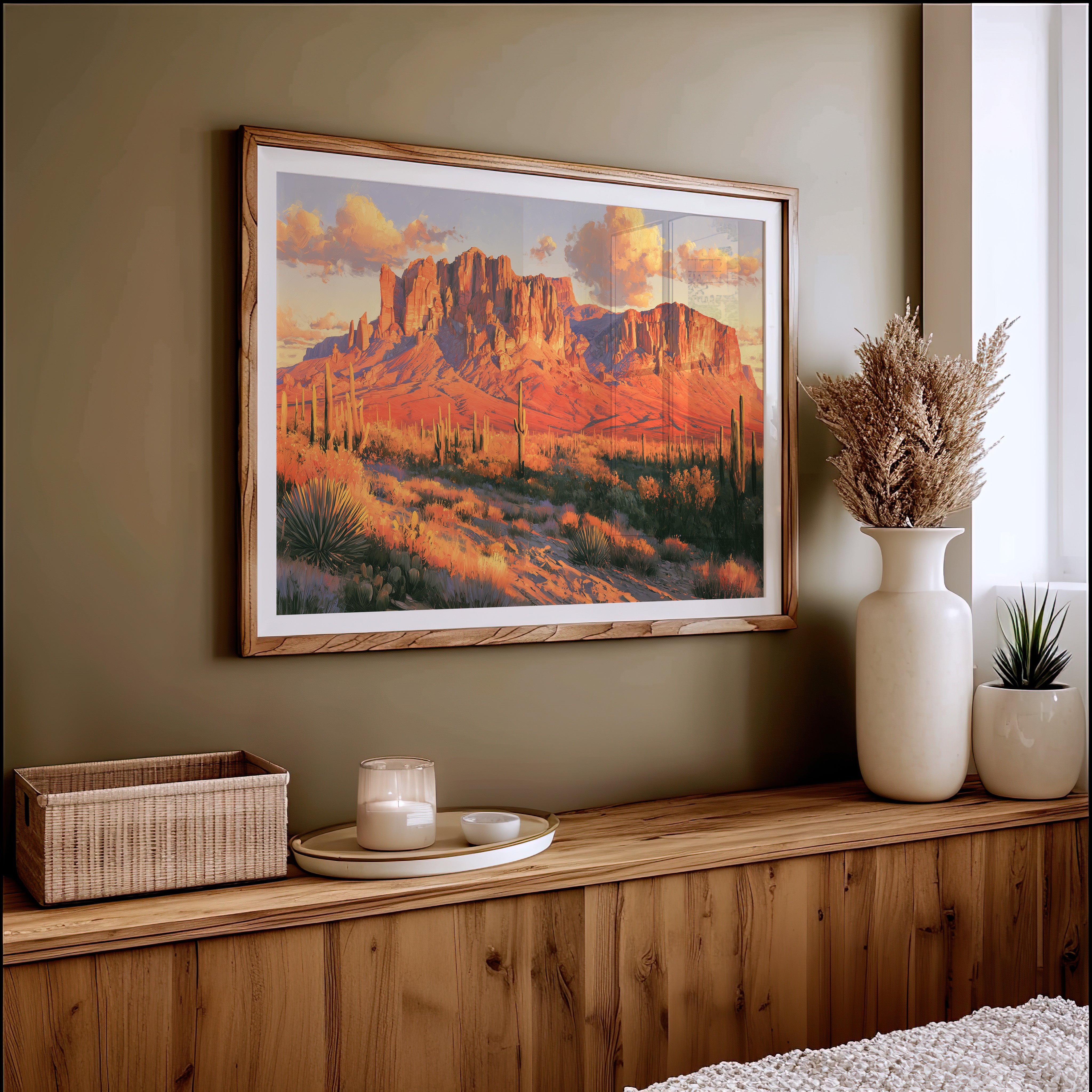 Superstition Mountains At Dusk