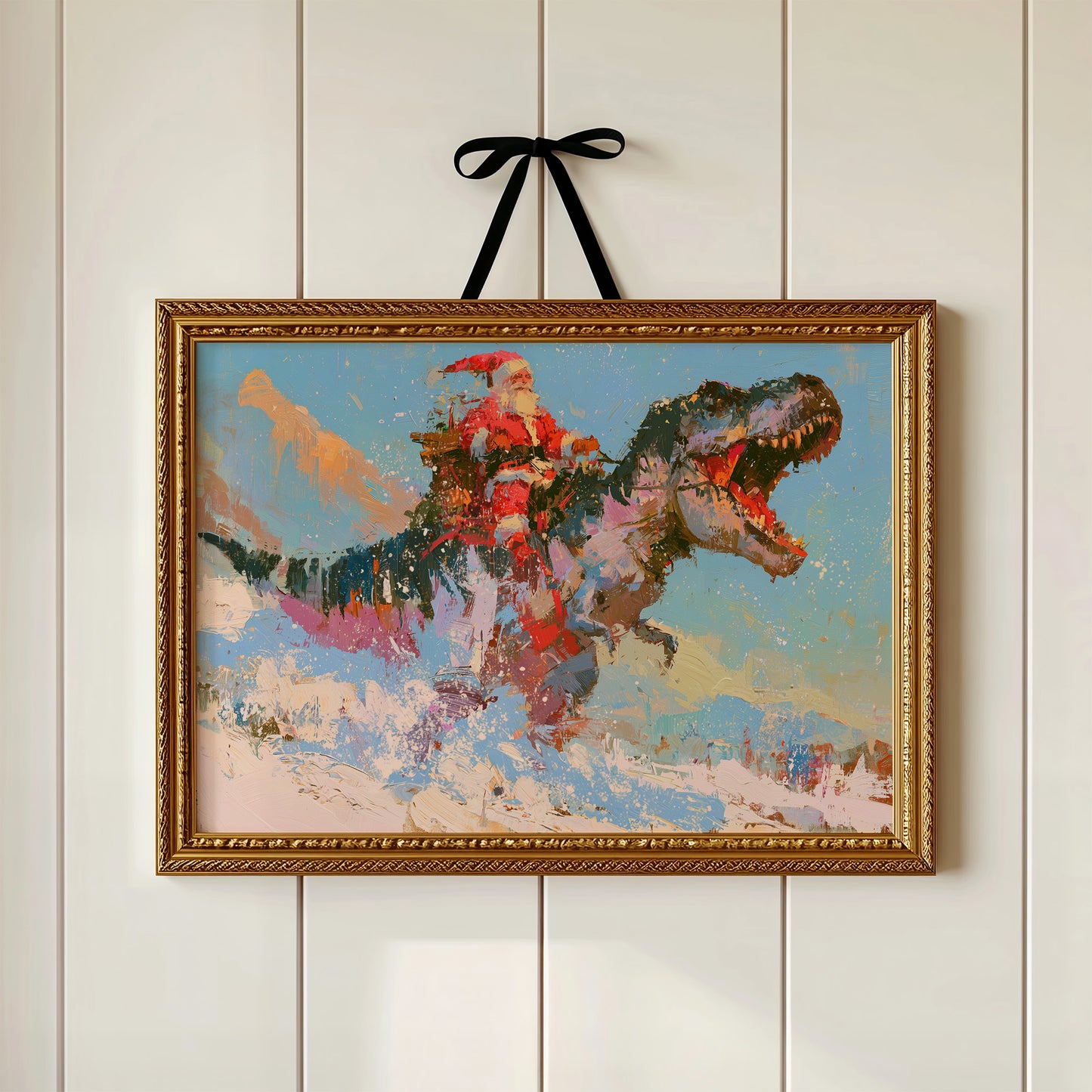 Santa Rides A T-Rex