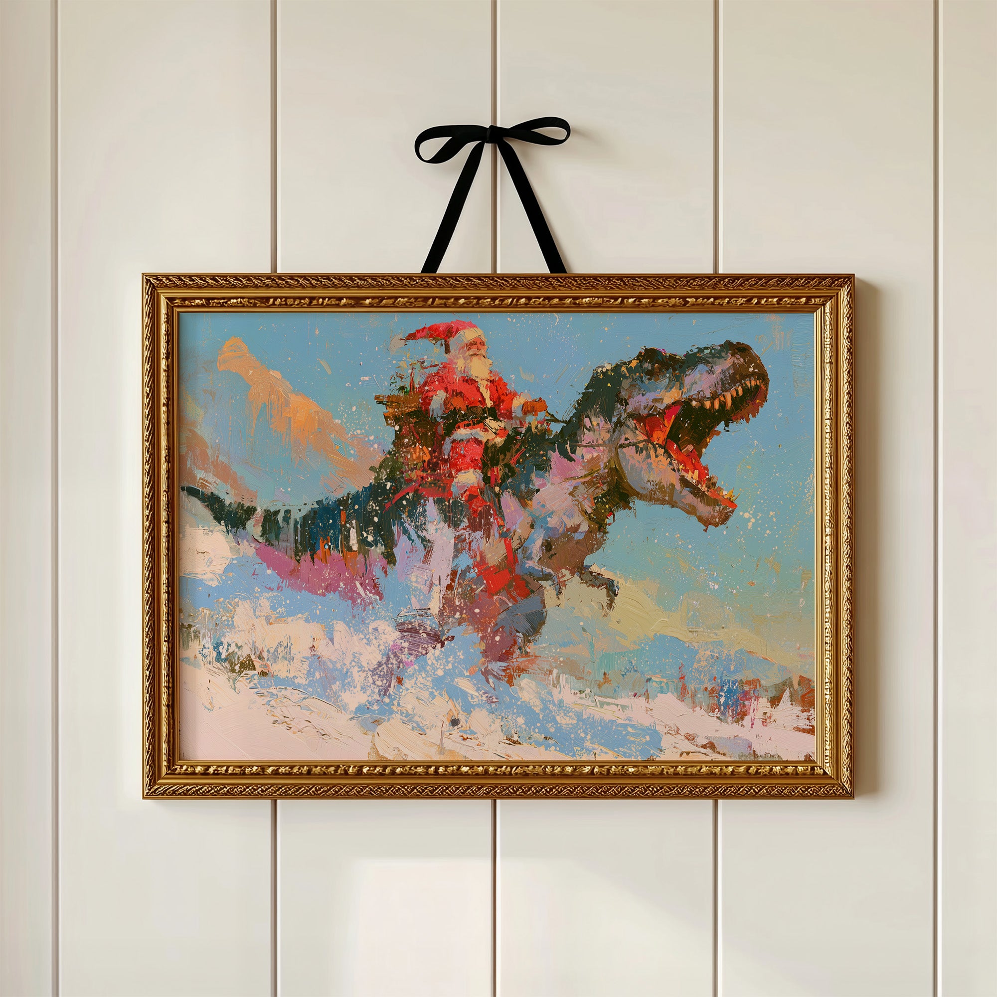 Santa Rides A T-Rex
