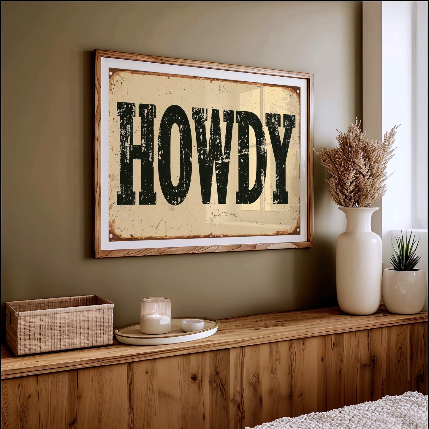 Howdy, Rusted Tin Sign