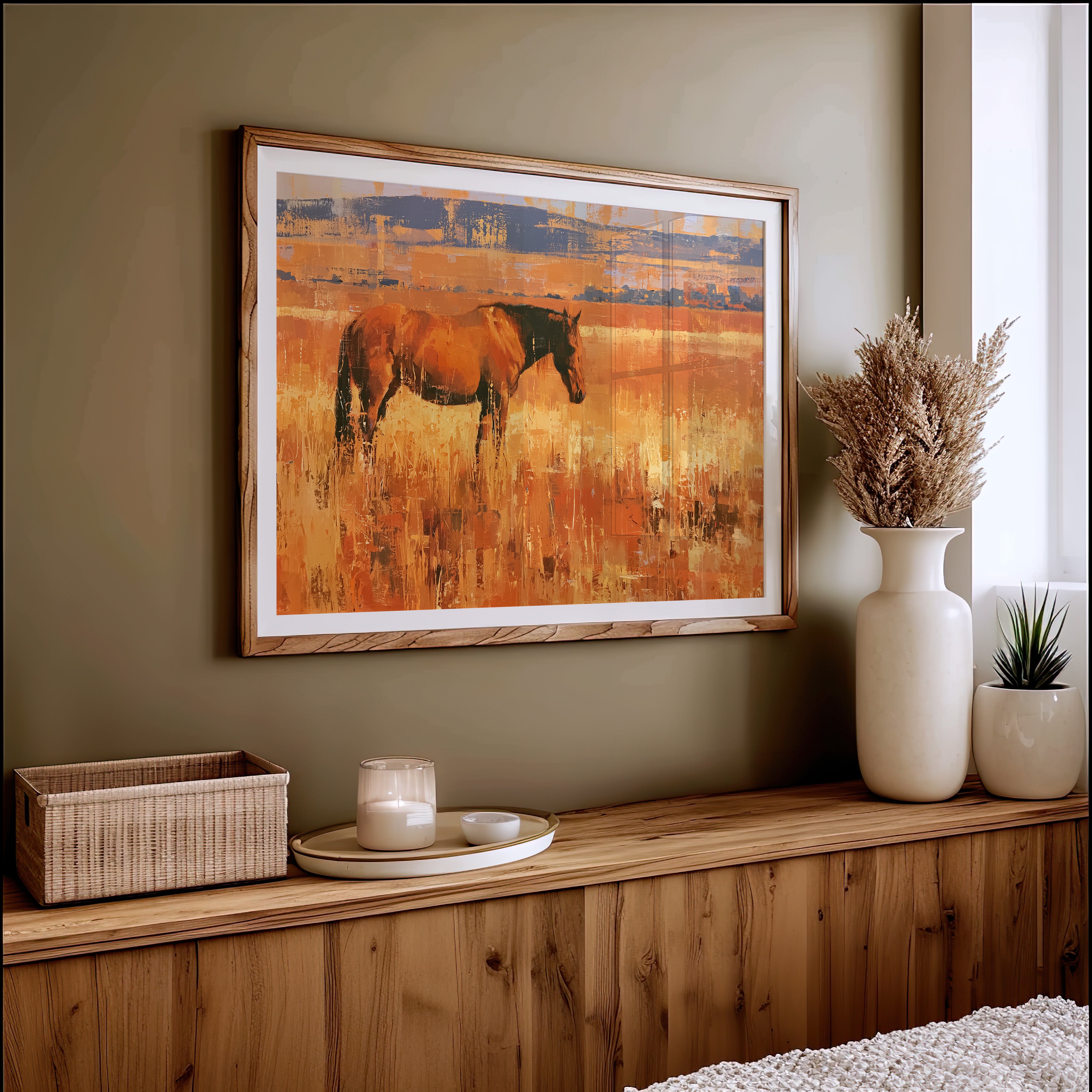 Bay Horse In Amber Grass