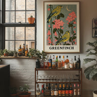 Greenfinches by Moonlit Blooms