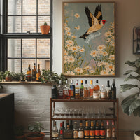 Goldfinch Rising Over Daisies