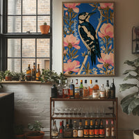 Woodpecker Among Peony Blooms