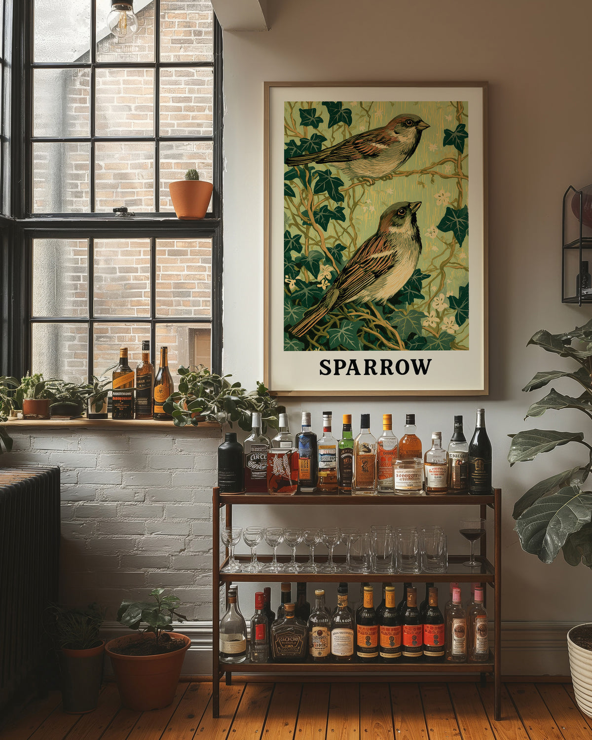 Sparrows Among the Ivy